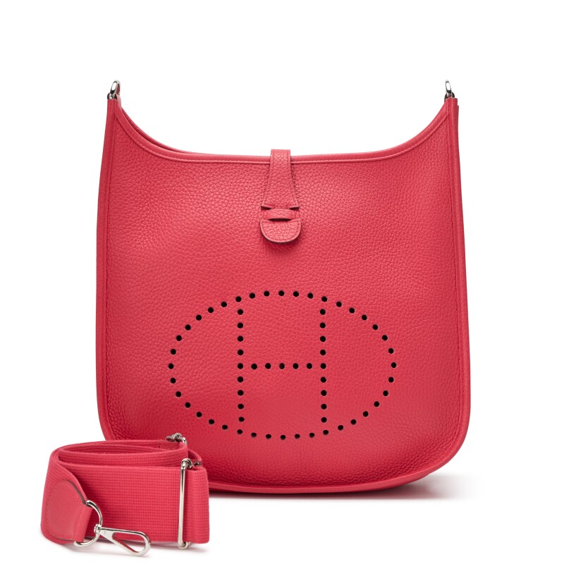 Hermes Rose Extreme Clemence Evelyne III PM 29 Palladium Hardware, 2019