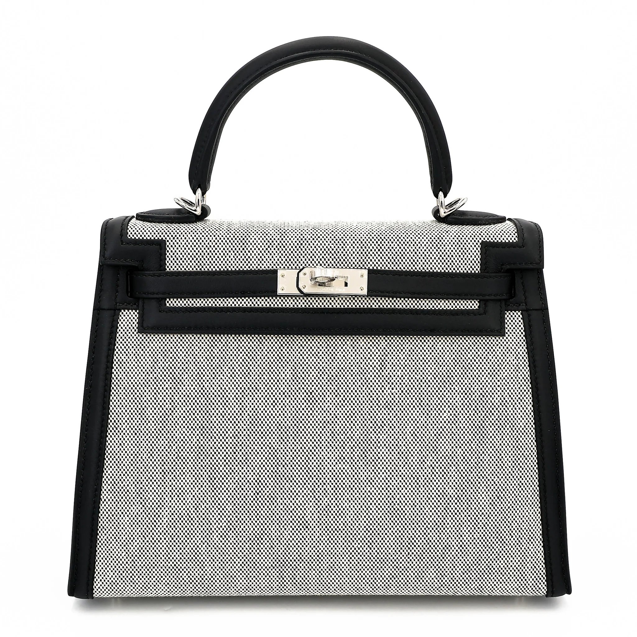 Brand New ( Rank N ) HERMÈS Kelly 25 Sellier Noir (89) Toile H canvas Swift Palladium hardware G (2026)