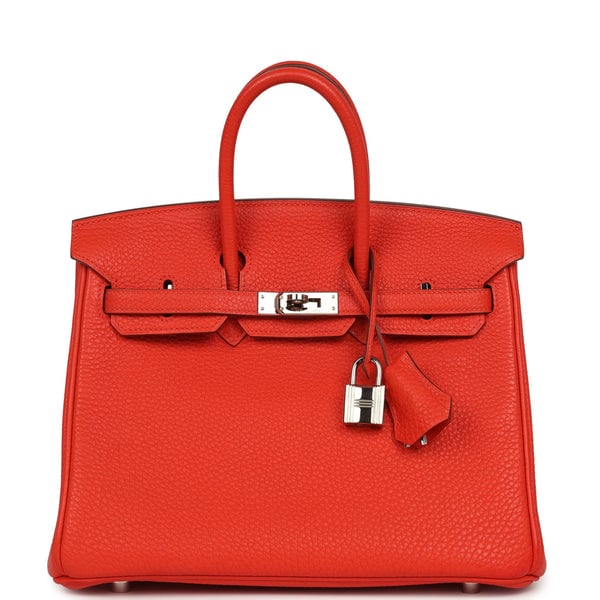 Pre-owned Hermes Birkin 25 Capucine Togo Palladium Hardware