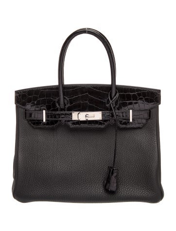 Hermes Togo & Shiny Niloticus Crocodile Birkin Touch 30