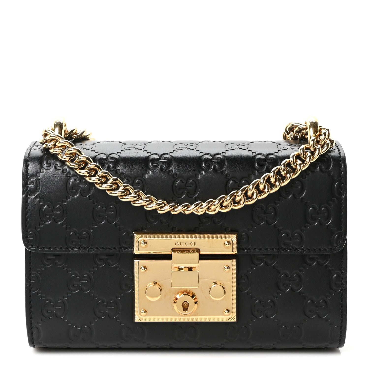 Gucci Guccissima Small Padlock Shoulder Bag Black