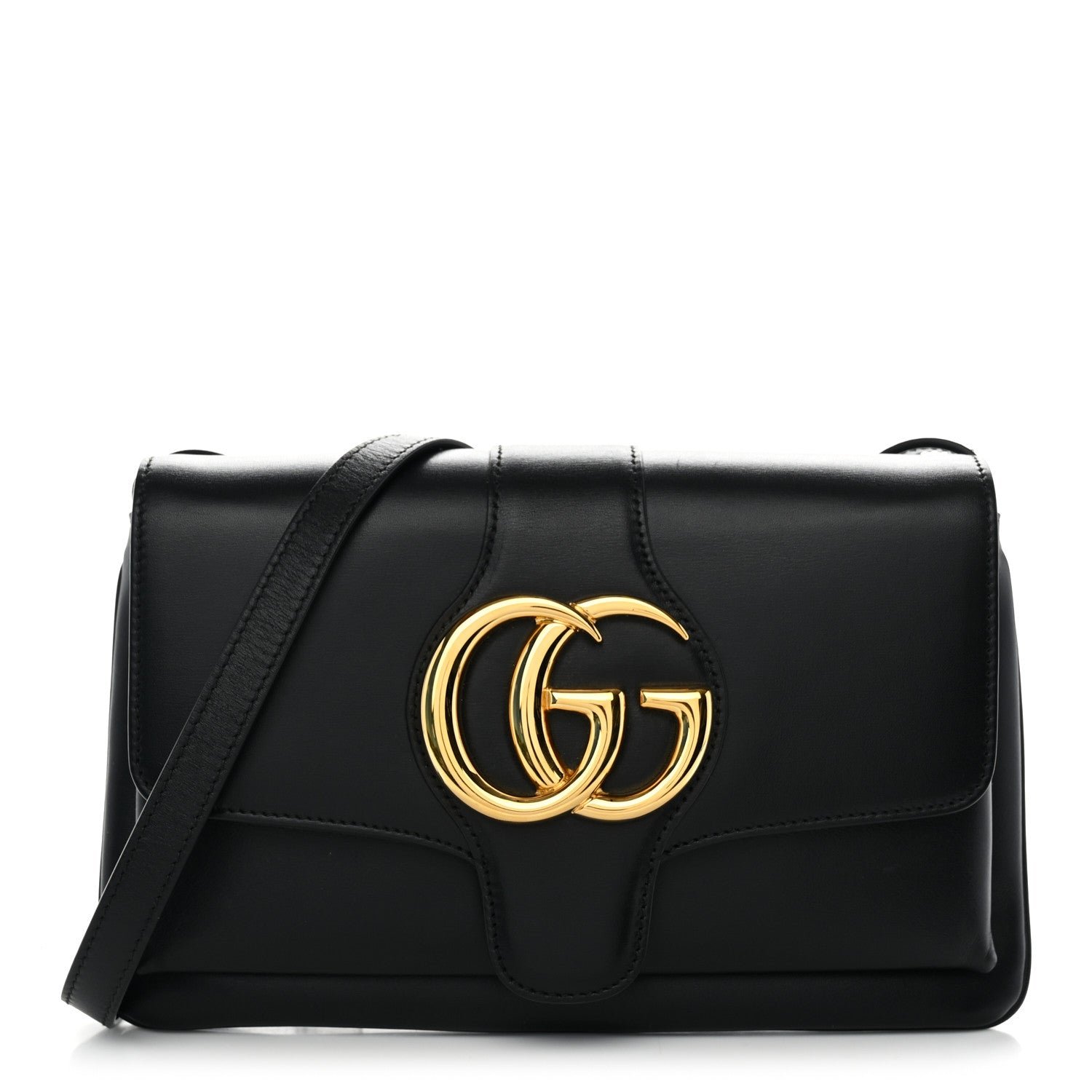 Gucci Vitello Palmellato Lux Small Arli Flap Shoulder Bag Black