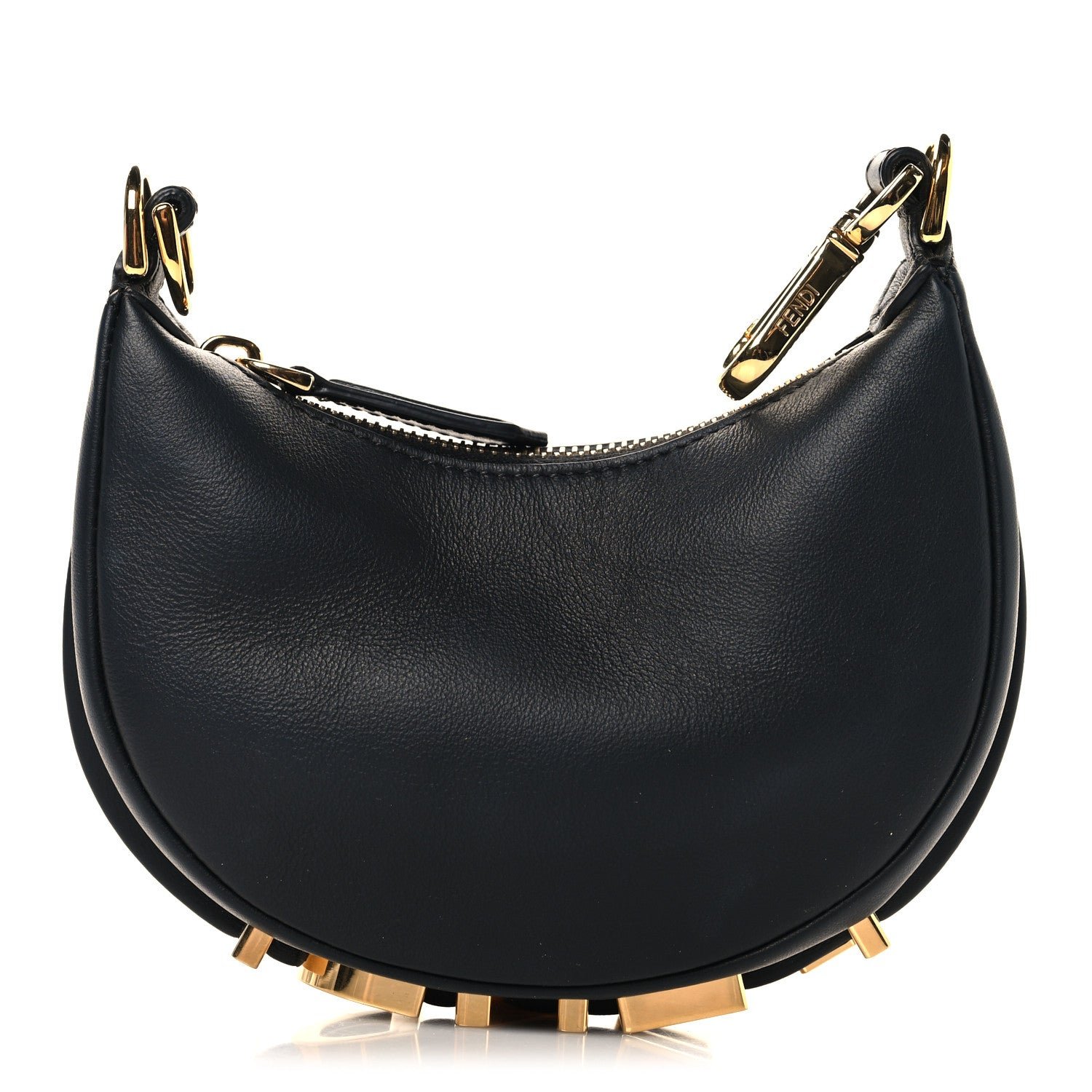 Fendi Vitello Grace Matte Nano Fendigraphy Hobo Charm Black
