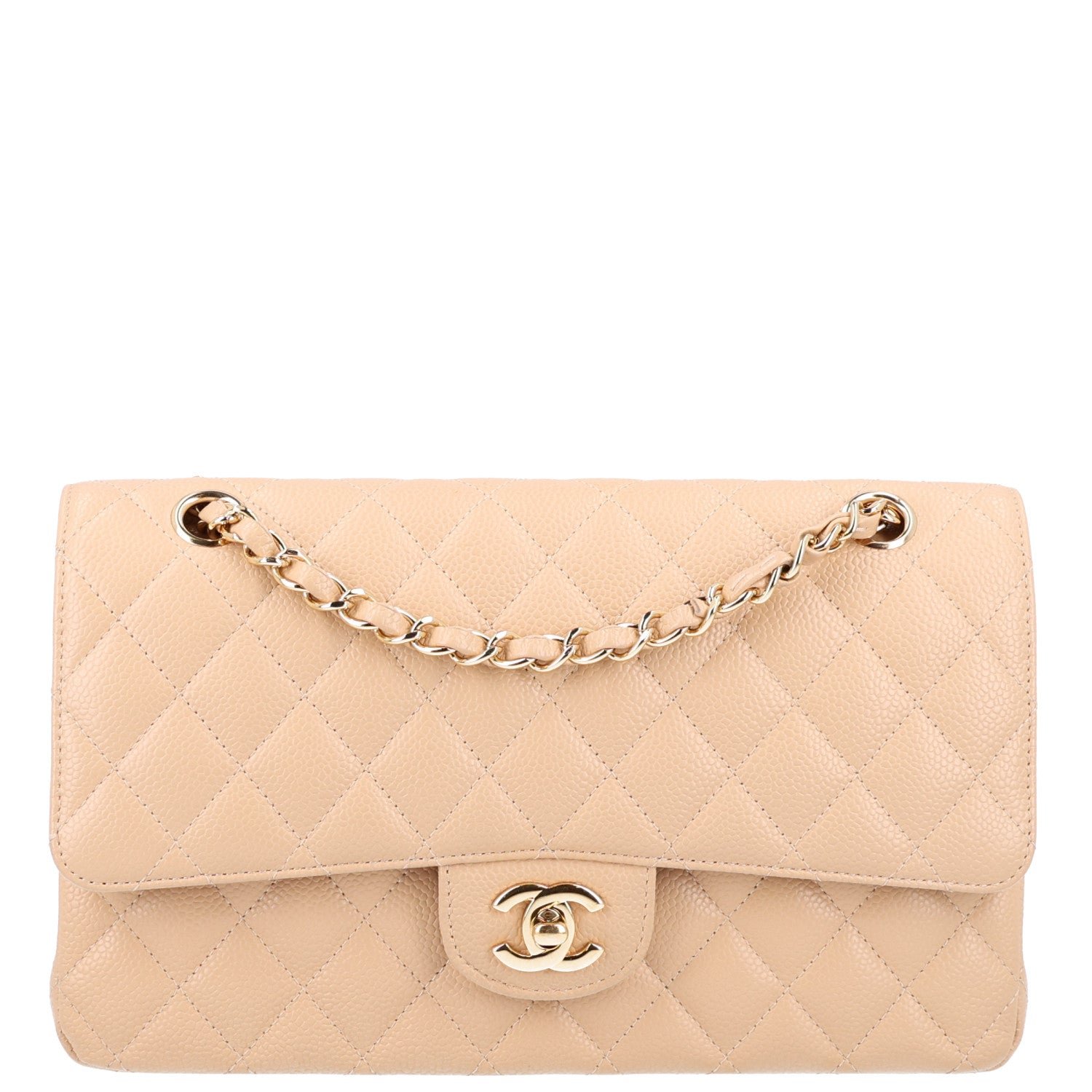 Chanel Caviar Quilted Medium Double Flap Beige