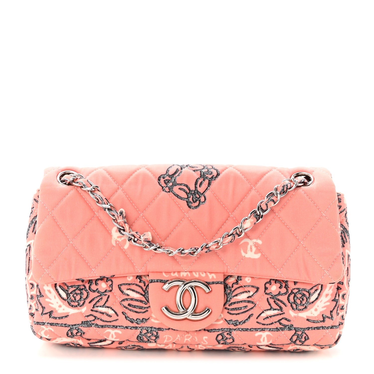 Chanel Cotton Quilted Small Bandana Single Flap Pink