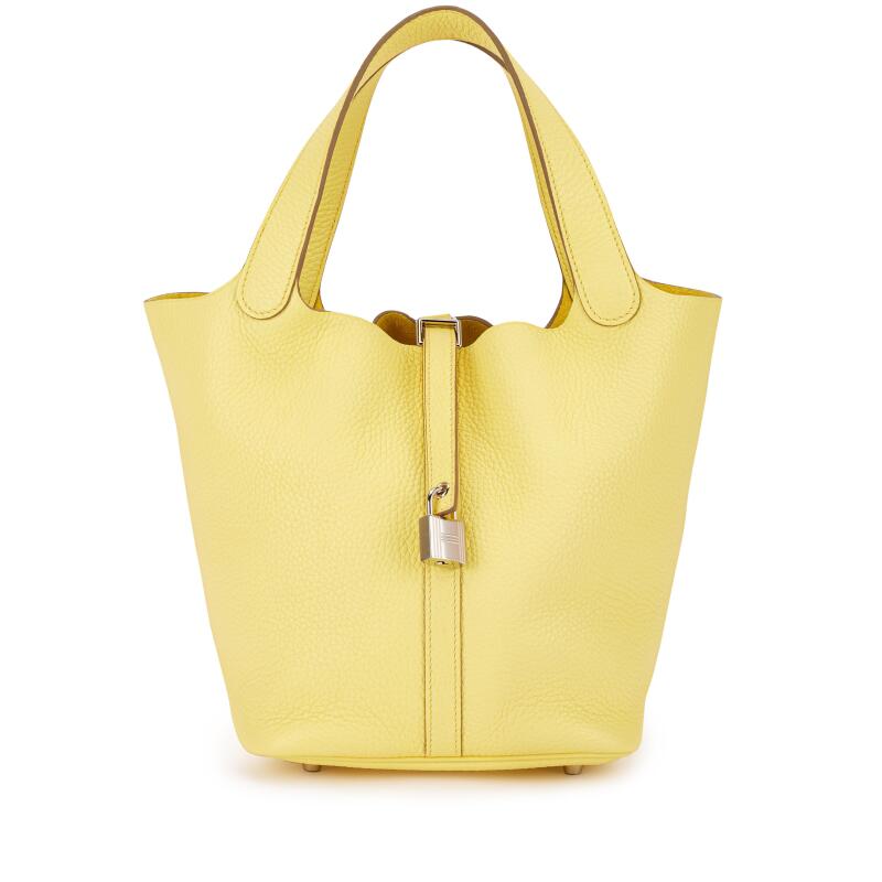 Hermes Limoncello Clemence Picotin Lock 22 Palladium Hardware, 2022