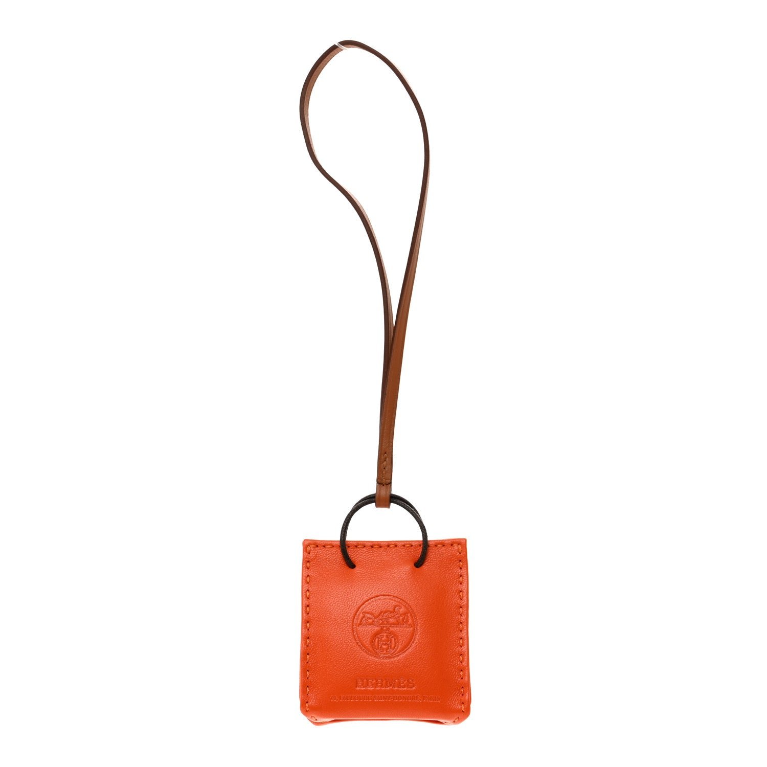Hermes Milo Lambskin Swift Shopping Bag Charm Feu Gold