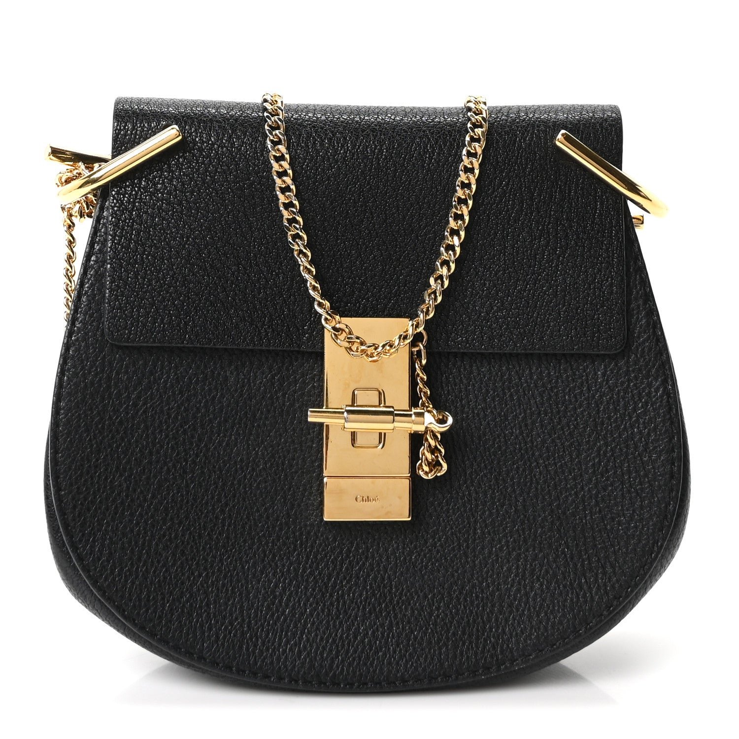 Chloe Grained Lambskin Drew Shoulder Bag Black