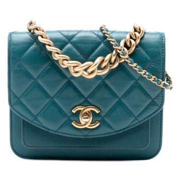 Mini Quilted Calfskin and Caviar Chain Handle Flap