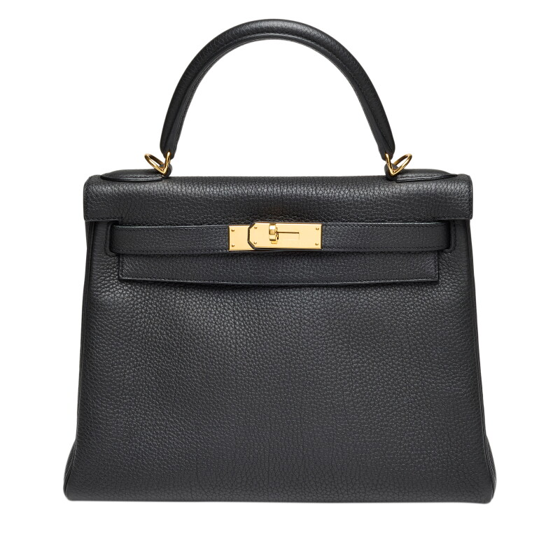 Black Togo Retourne Kelly 28 Gold Hardware, 2015