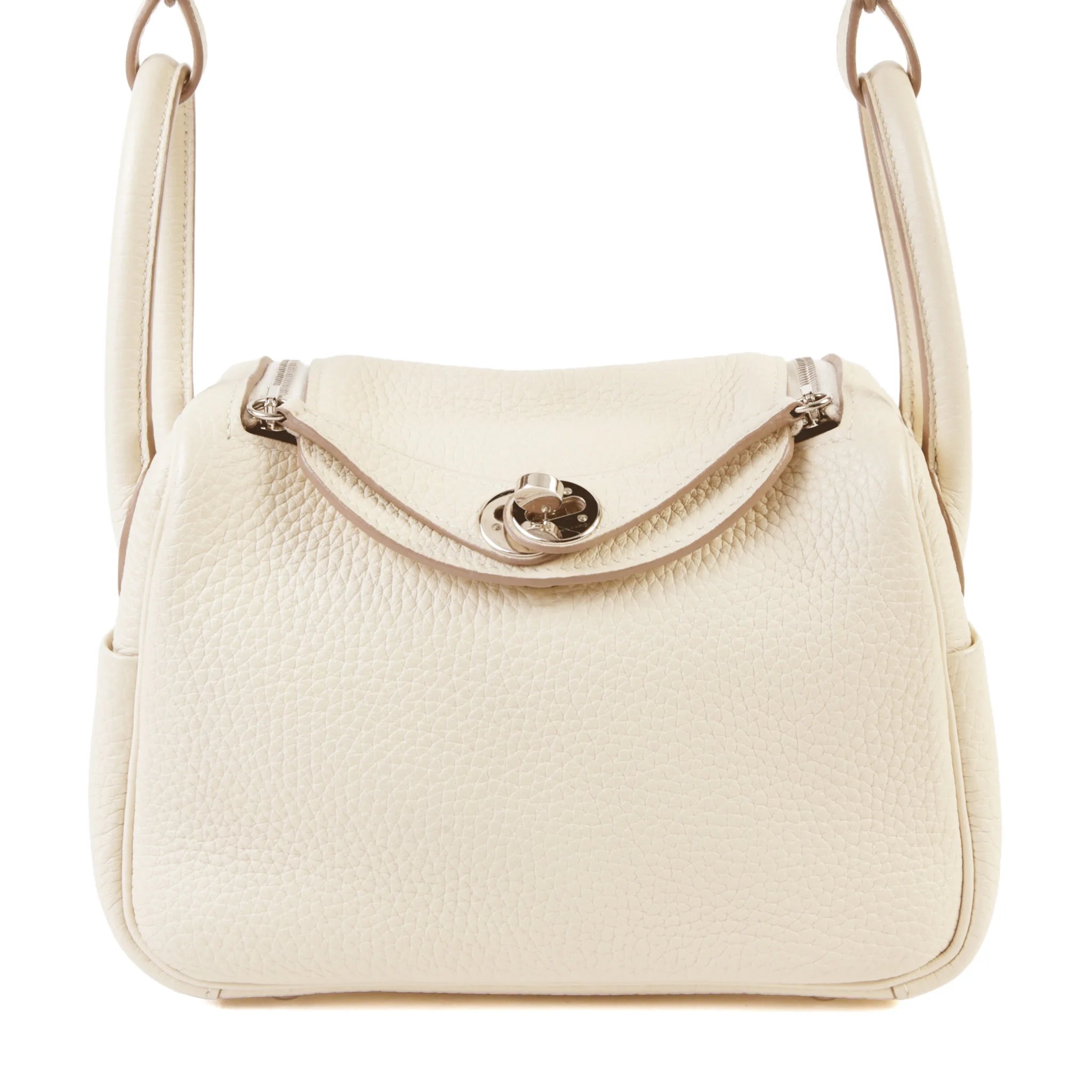 Very Good ( Rank A) HERMÈS Mini Lindy II Craie (10) Clemence Palladium hardware Z (2021)