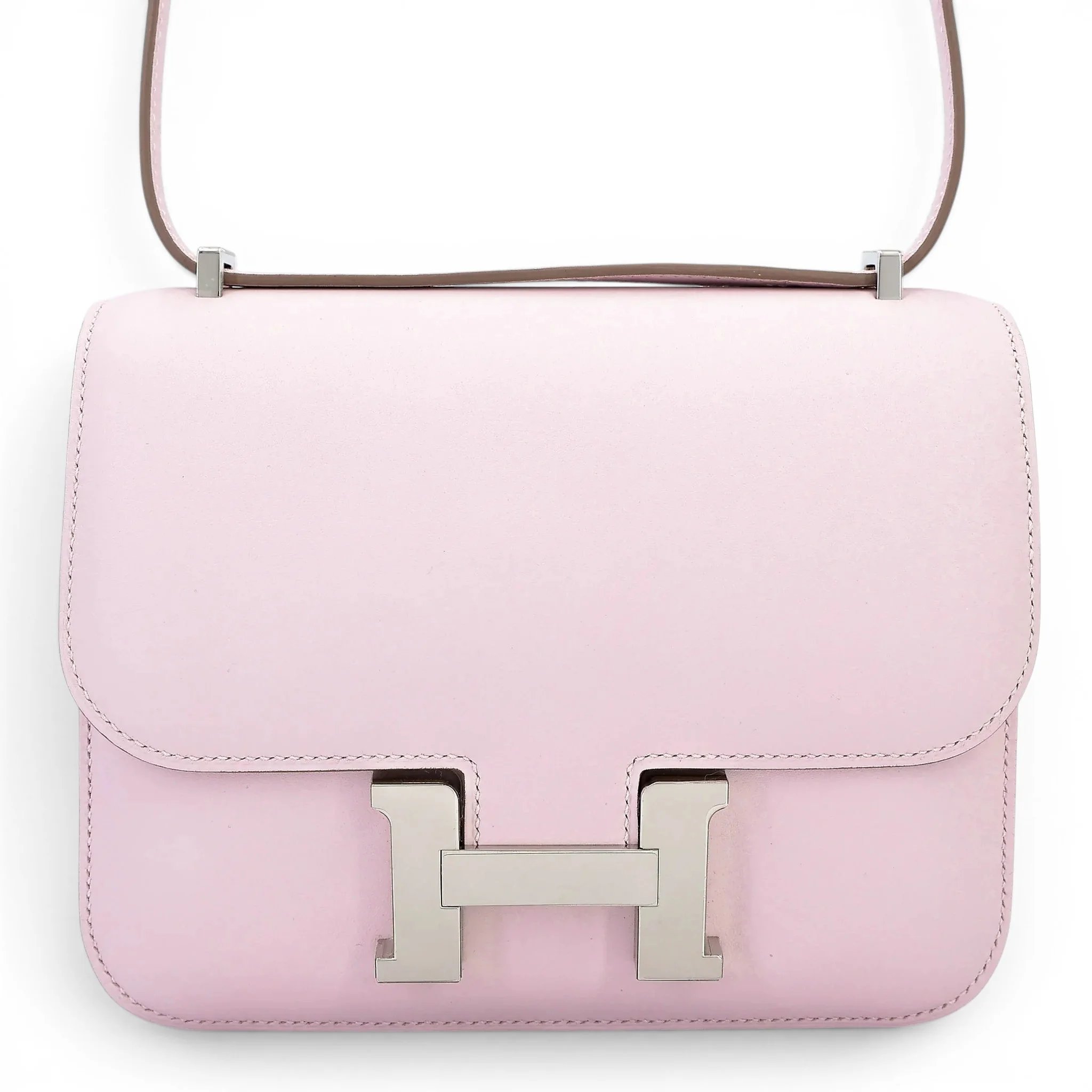 Unused ( Rank NS ) HERMÈS Constance Mini Mauve Pale (09) Swift Palladium hardware B (2023)
