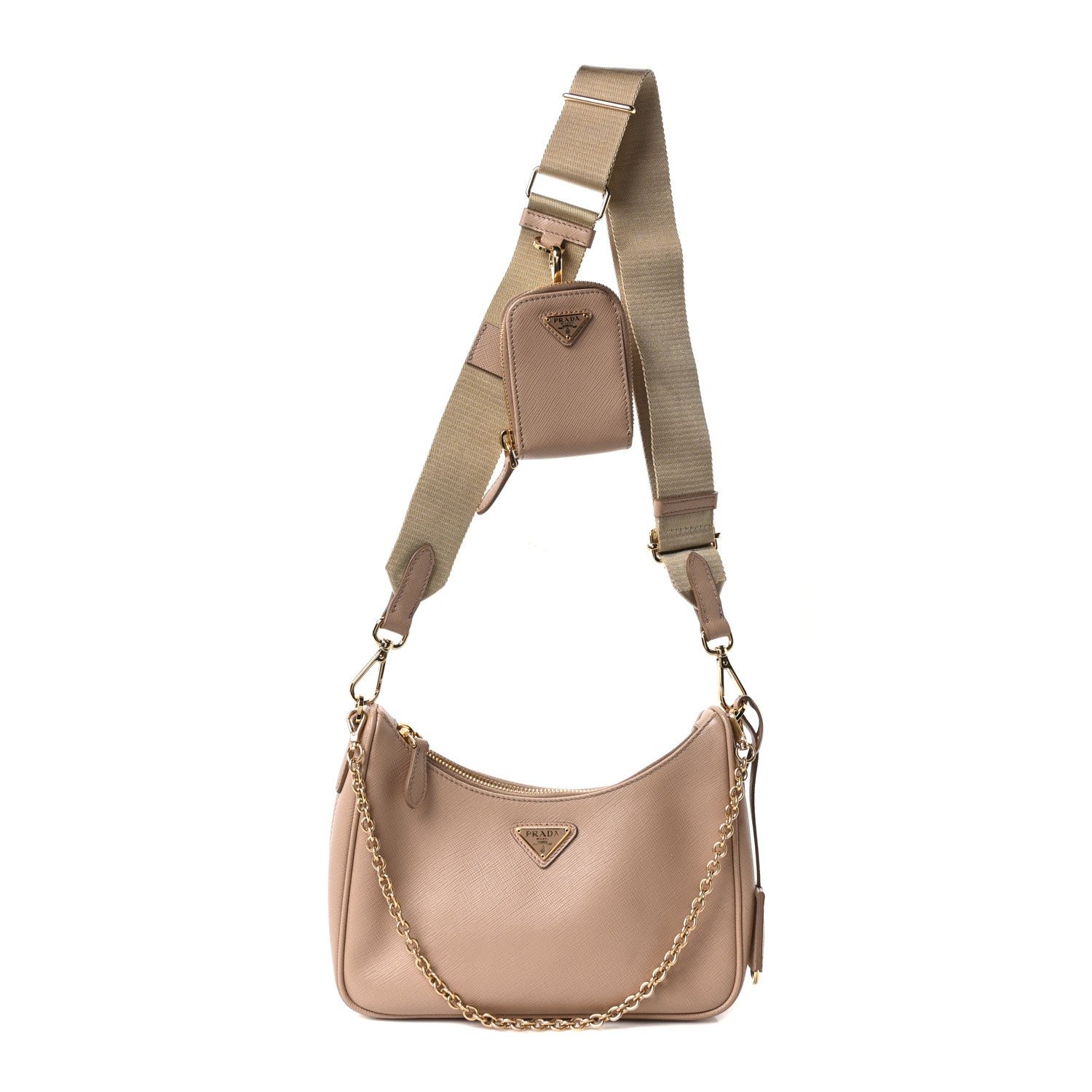 Prada Saffiano Lux Re-Edition 2005 Shoulder Bag Cammeo