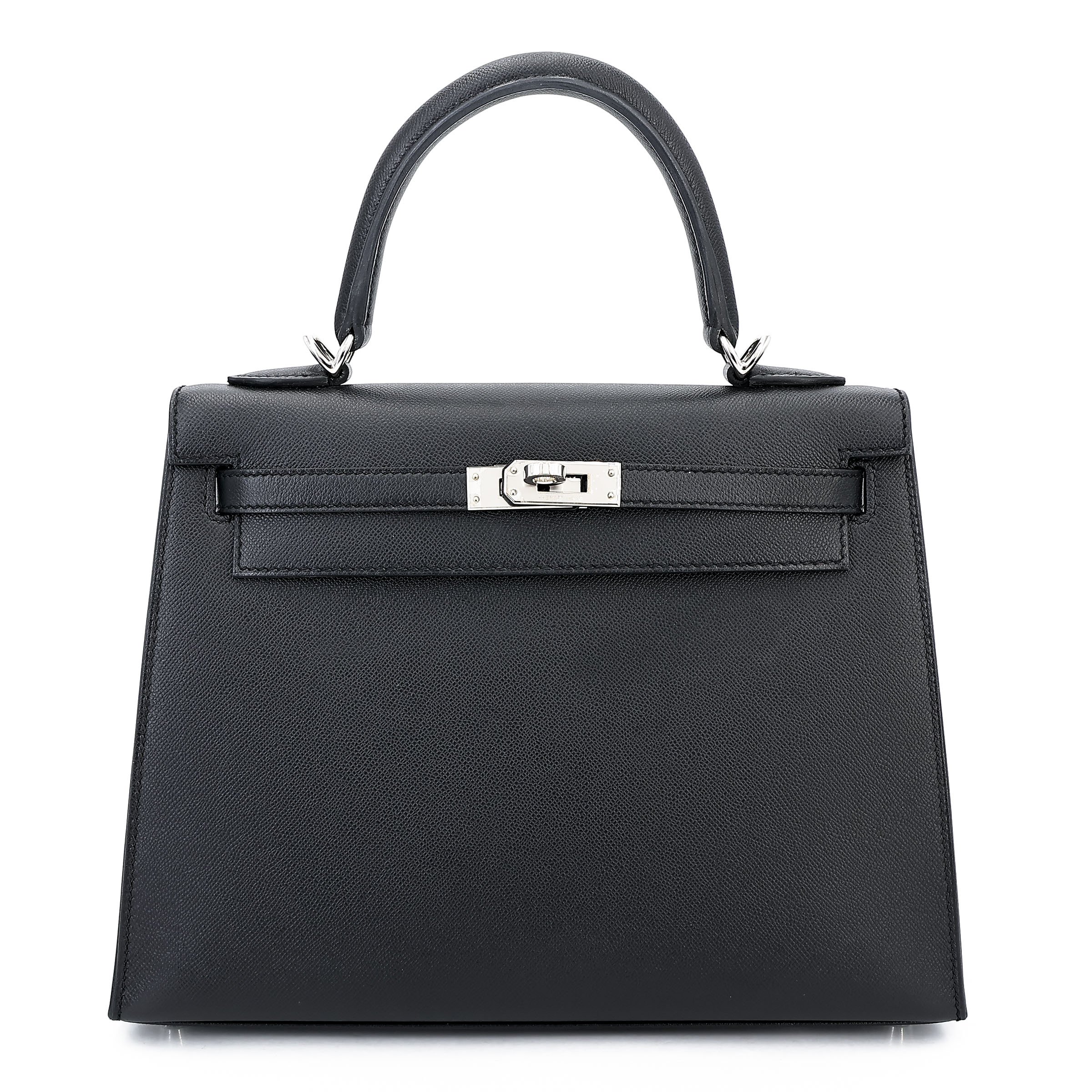 Excellent ( Rank SA ) HERMÈS Kelly 25 Sellier Verso Noir (89) Bleu France (71) Madame Palladium hardware W (2024)