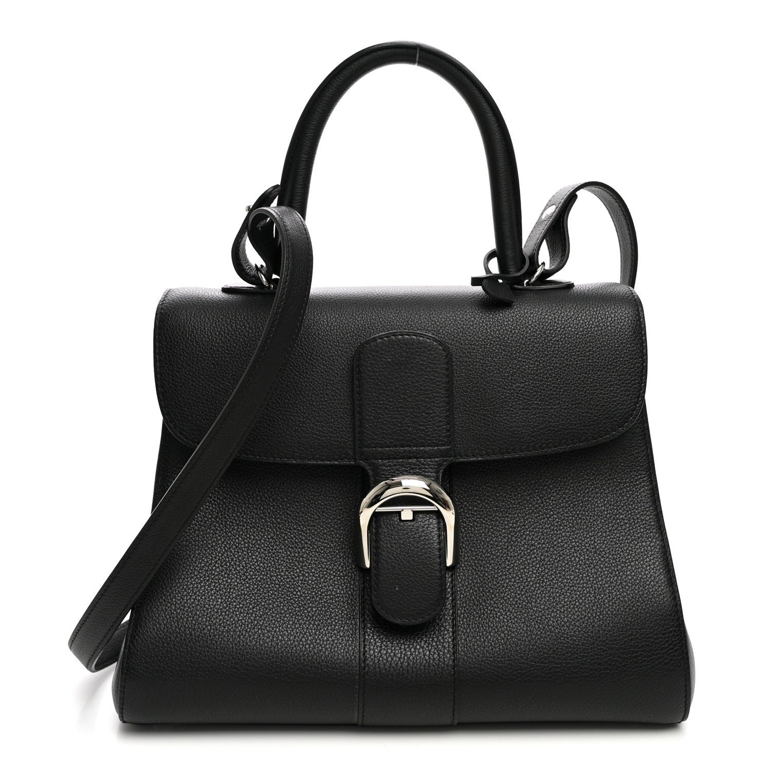 Delvaux Delvaux Grained Calfskin MM Brillant Satchel Black