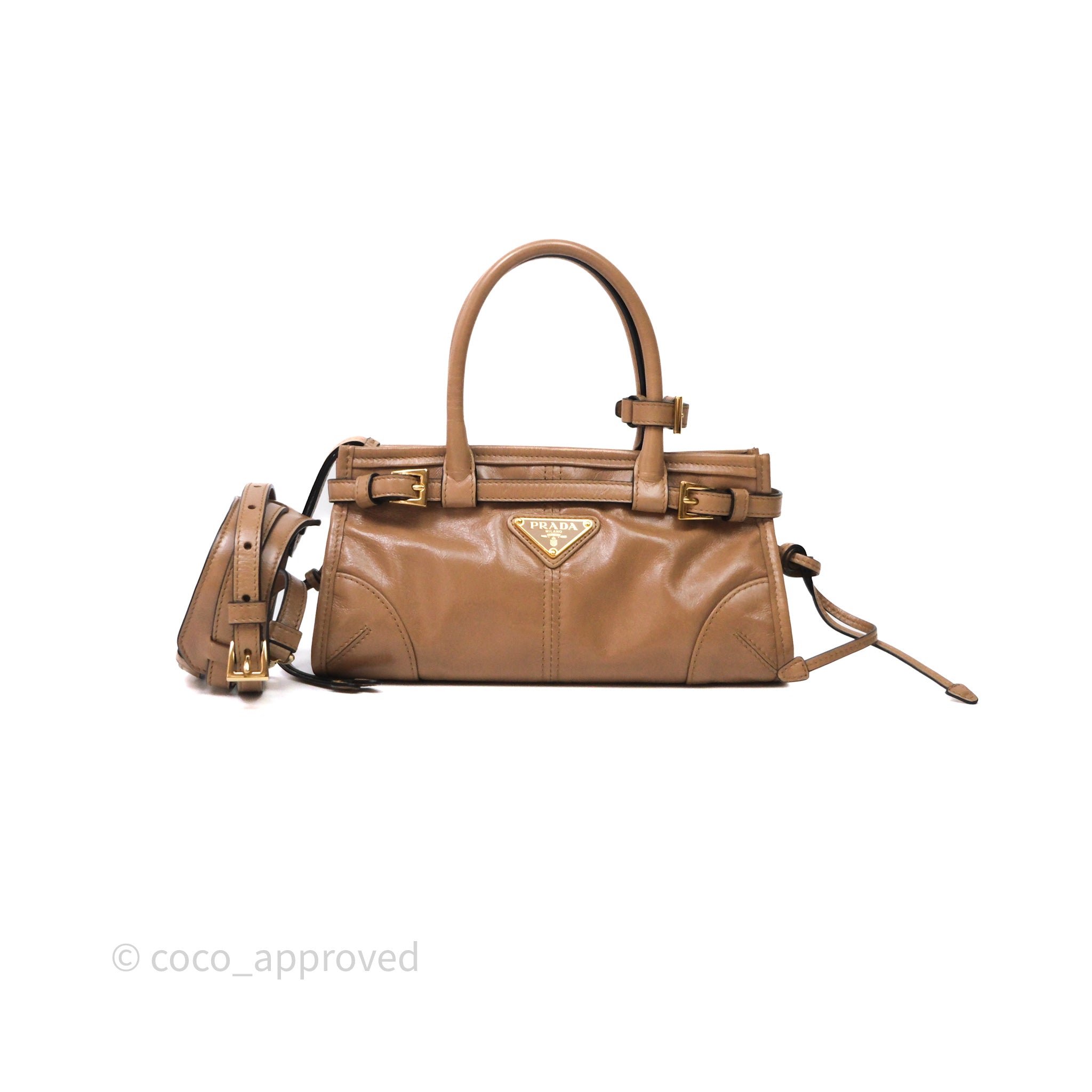Prada Bonnie Cameo Mini Handbag Brown