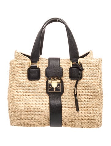 Mark Cross Straw Top Handle Bag