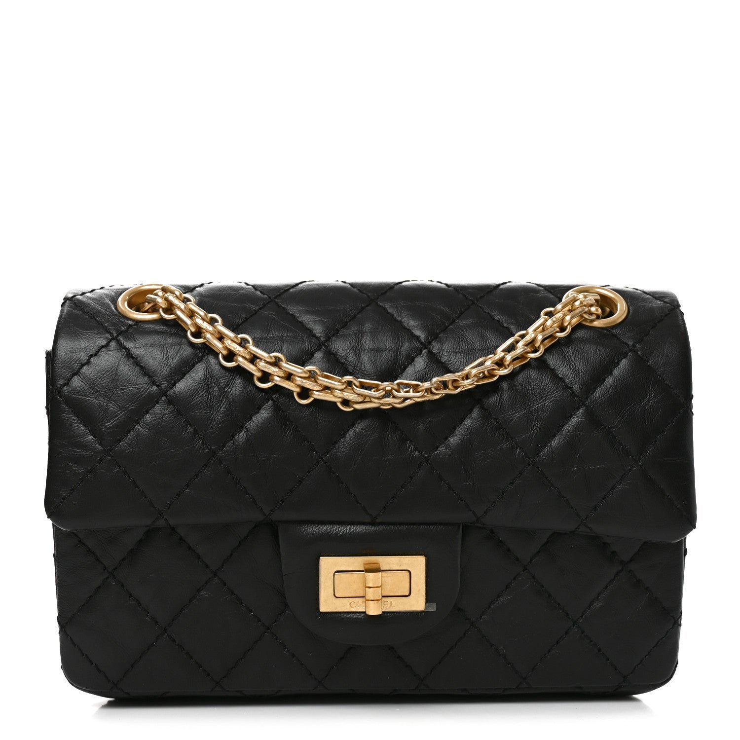 Chanel Aged Calfskin Quilted 2.55 Reissue Mini Flap Black