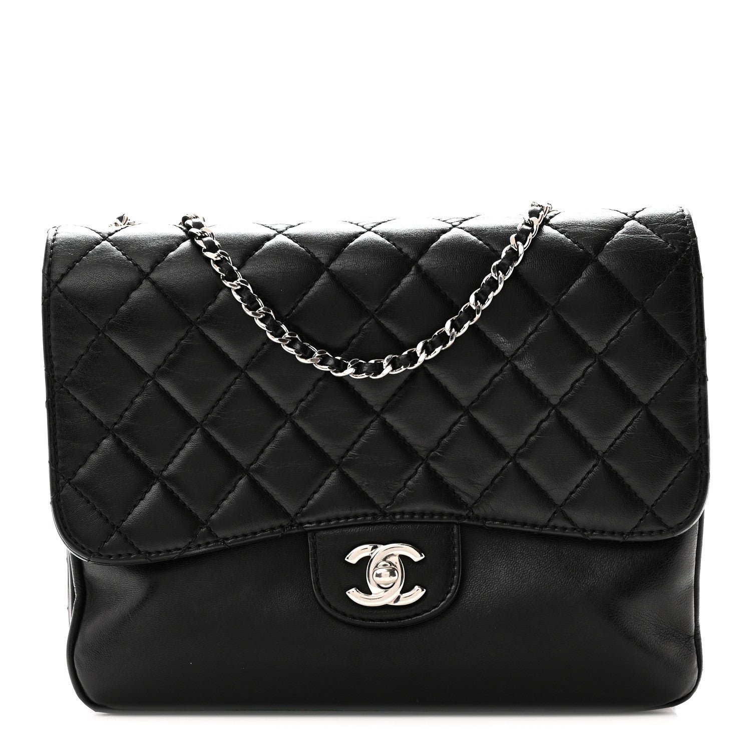 Chanel Calfskin Medium Clam's Pocket Flap Black