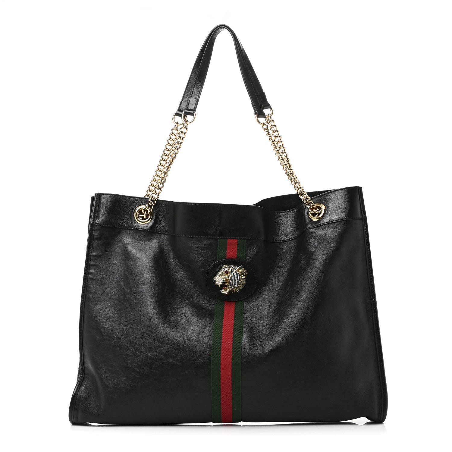 Gucci Calfskin Large Rajah Chain Tote Black