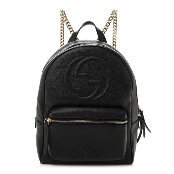 Gucci Pebbled Calfskin Soho Chain Backpack Black