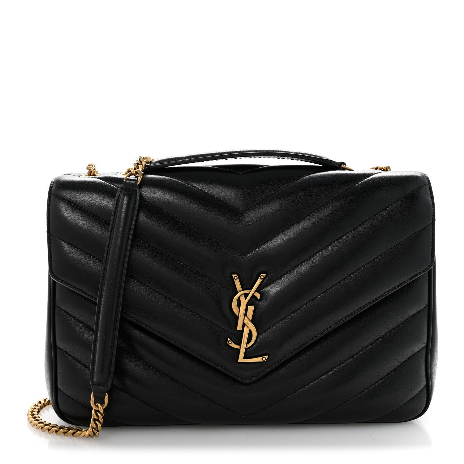 Saint Laurent Lambskin Quilted Monogram Large Loulou Black
