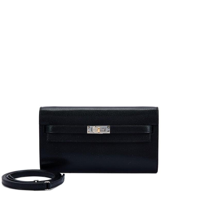 Hermes Black Chèvre Kelly-To-Go Wallet Electrum Hardware, 2025