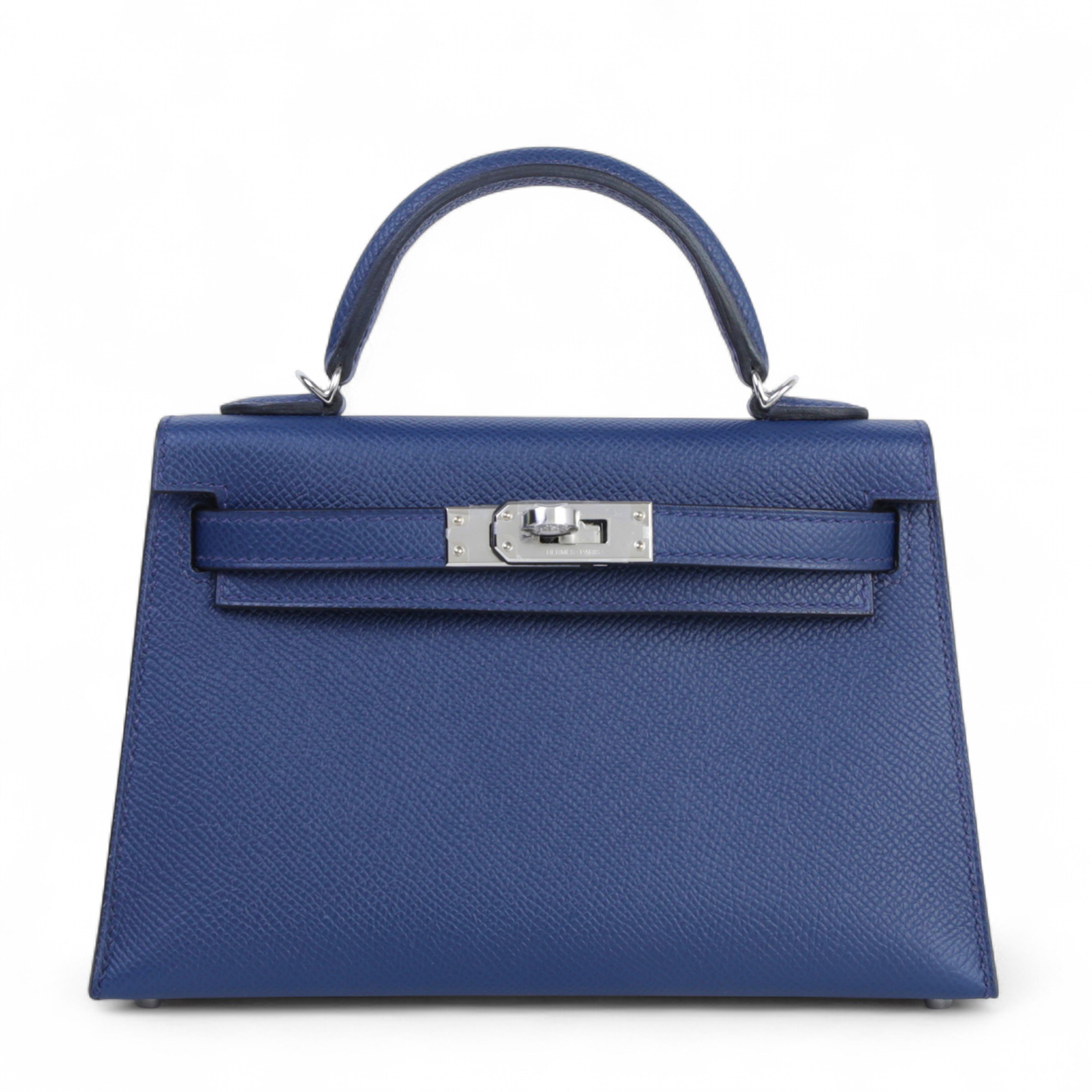 Hermes Unused ( Rank NS ) HERMÈS Mini Kelly II Bleu de Prusse (7P) Epsom Palladium hardware B (2023)