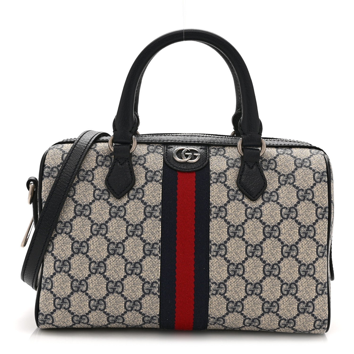 Gucci GG Supreme Monogram Web Small Ophidia Top Handle Bag Beige Blue