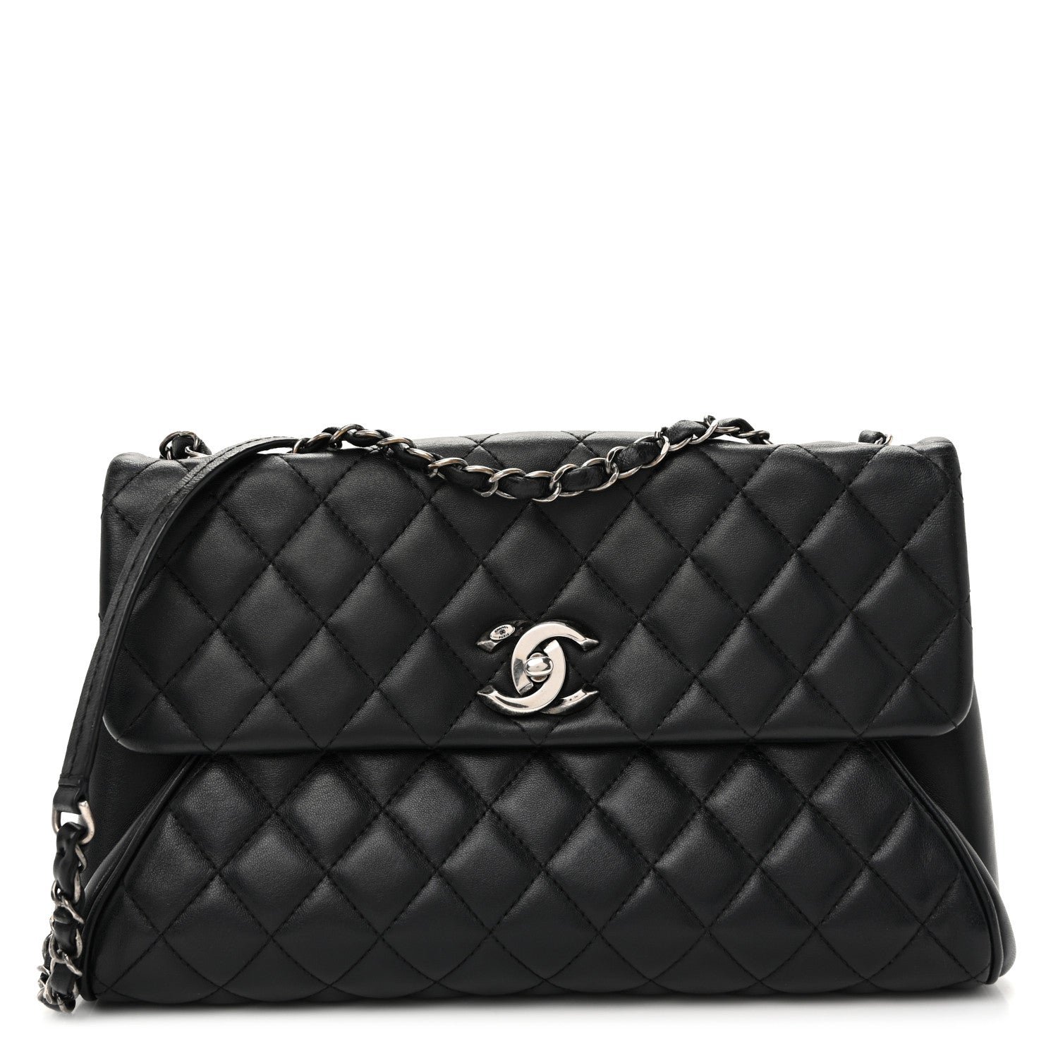 Chanel Calfskin Quilted Fold Up Again Flap Bag Black