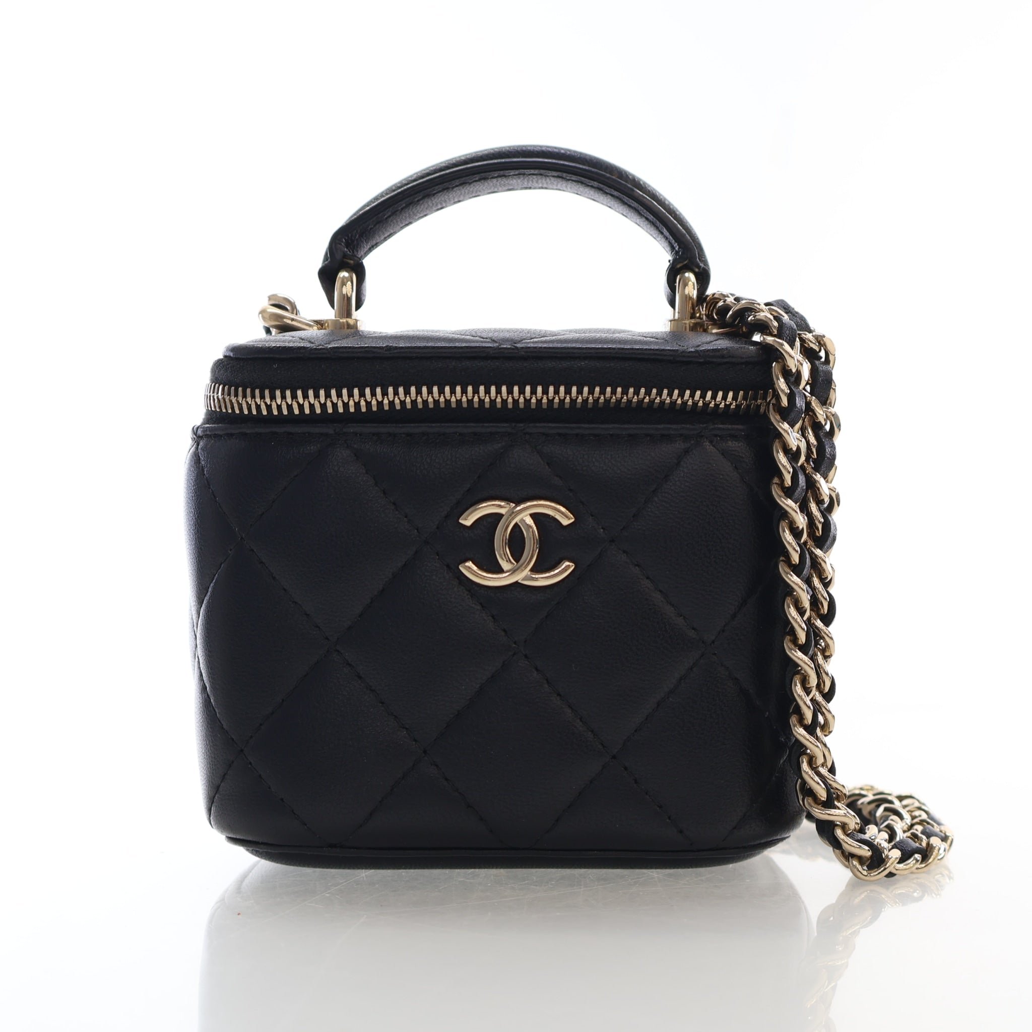 Chanel Mini Lambskin Classic Vanity Top Handle With Chain
