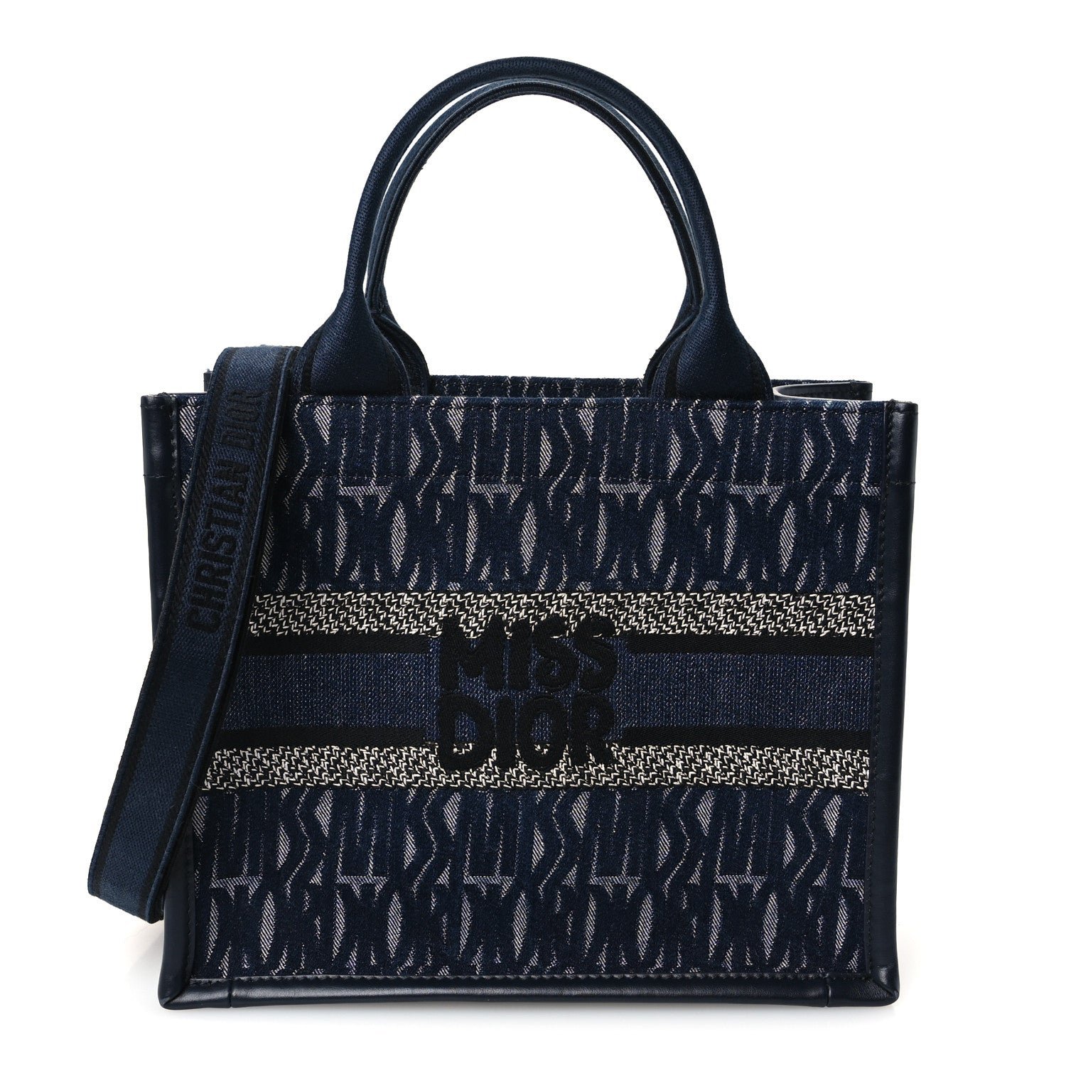 Christian Dior Denim Small Miss Dior Graffiti Book Tote Blue