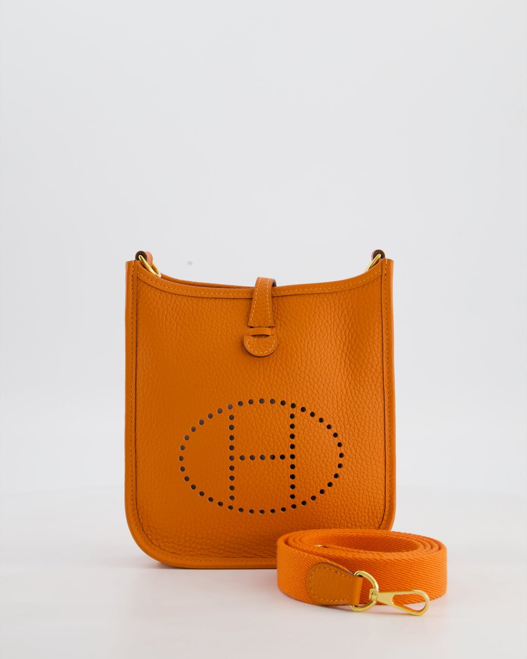 Hermes Hermès Mini Evelyne Bag in Orange Clemence Leather with Gold Hardware