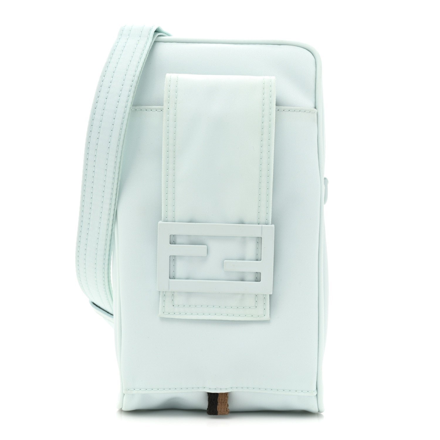 Fendi Econyl Nylon Cuoio Romano Monochrome Baguette Crossbody Phone Pouch Baleari