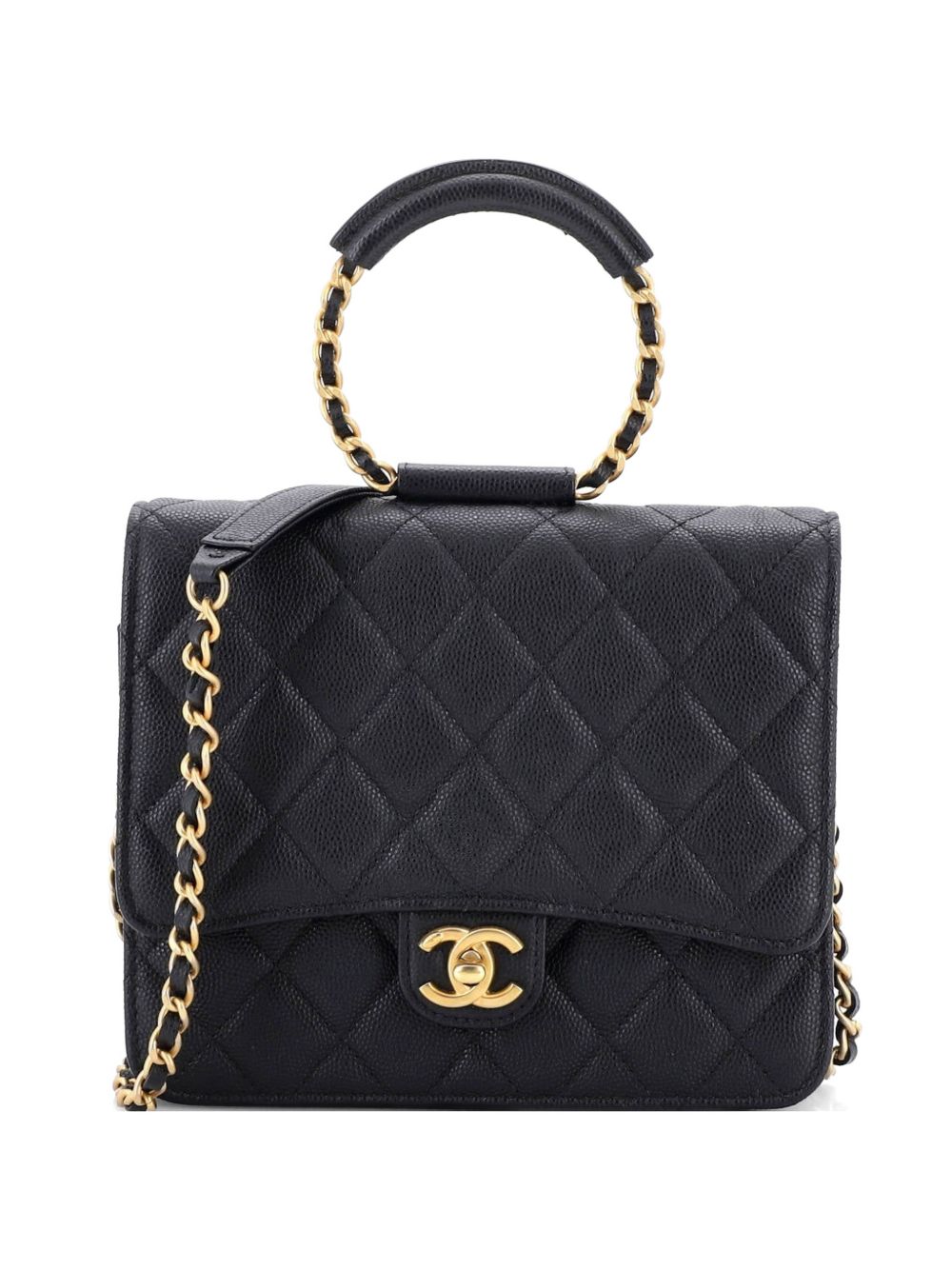 In The Loop Square Wallet on Chain Quilted Caviar crossbody bag