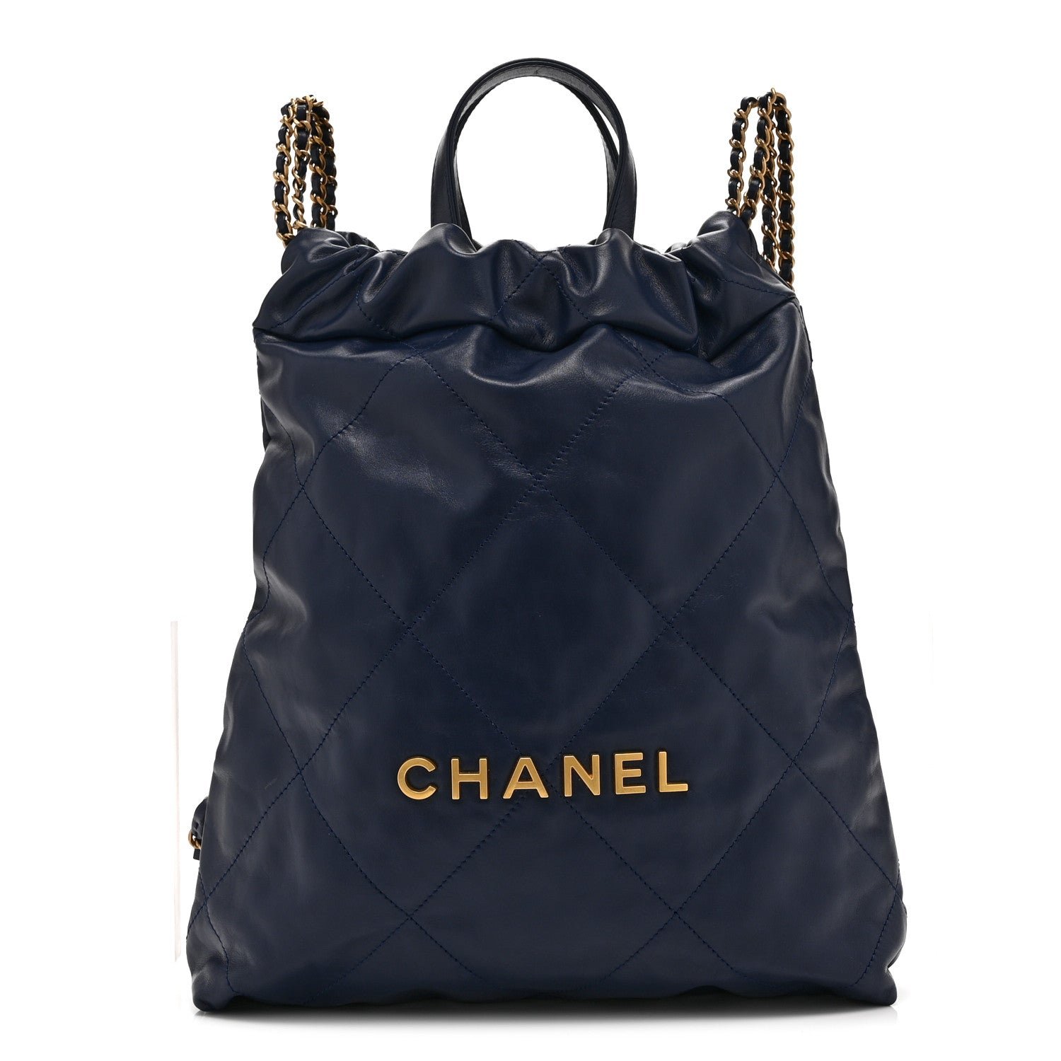 Chanel Shiny Calfskin Quilted Chanel 22 Backpack Navy