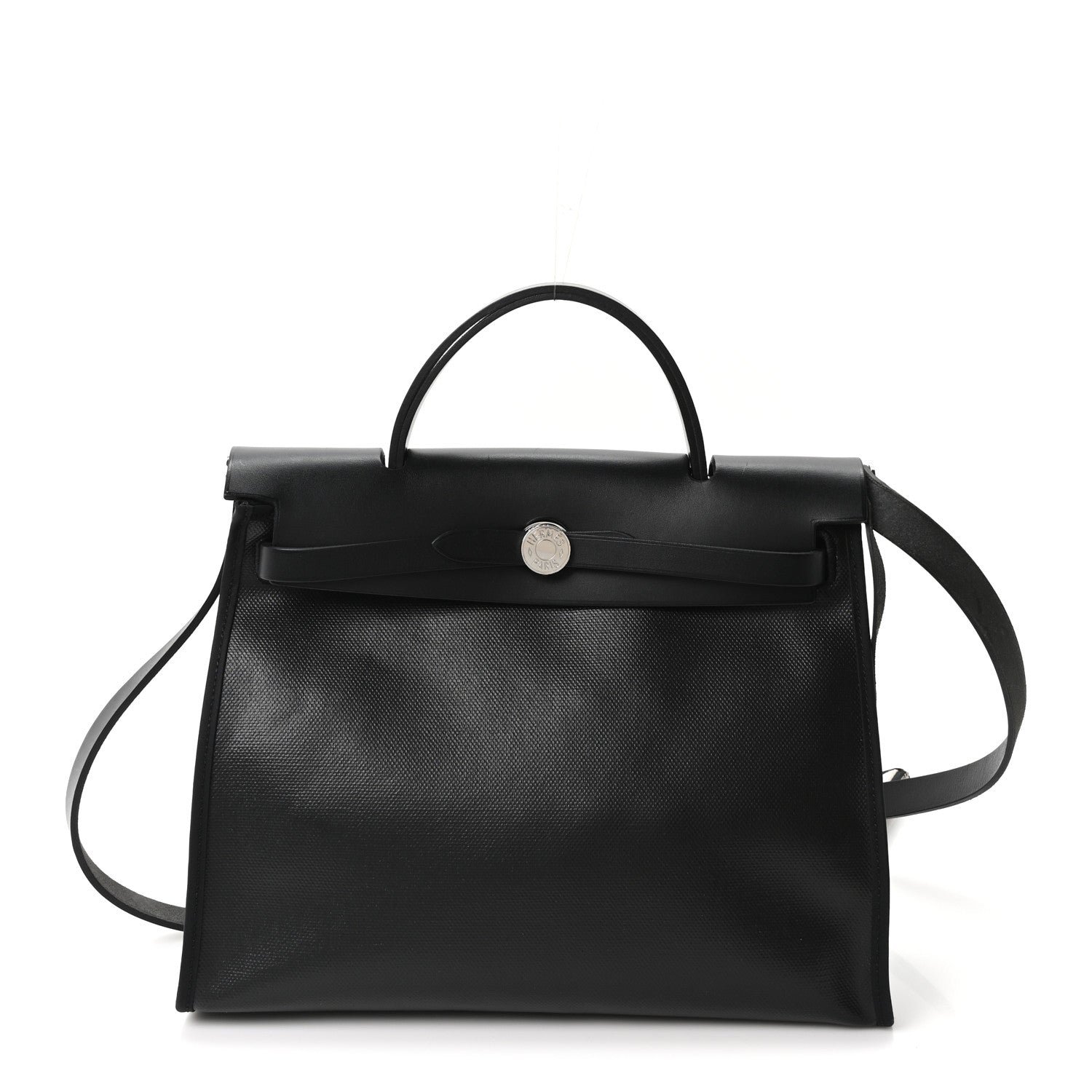 Hermes Hermes Toile H Berline Vache Hunter Herbag Zip PM 31 Black Ecru