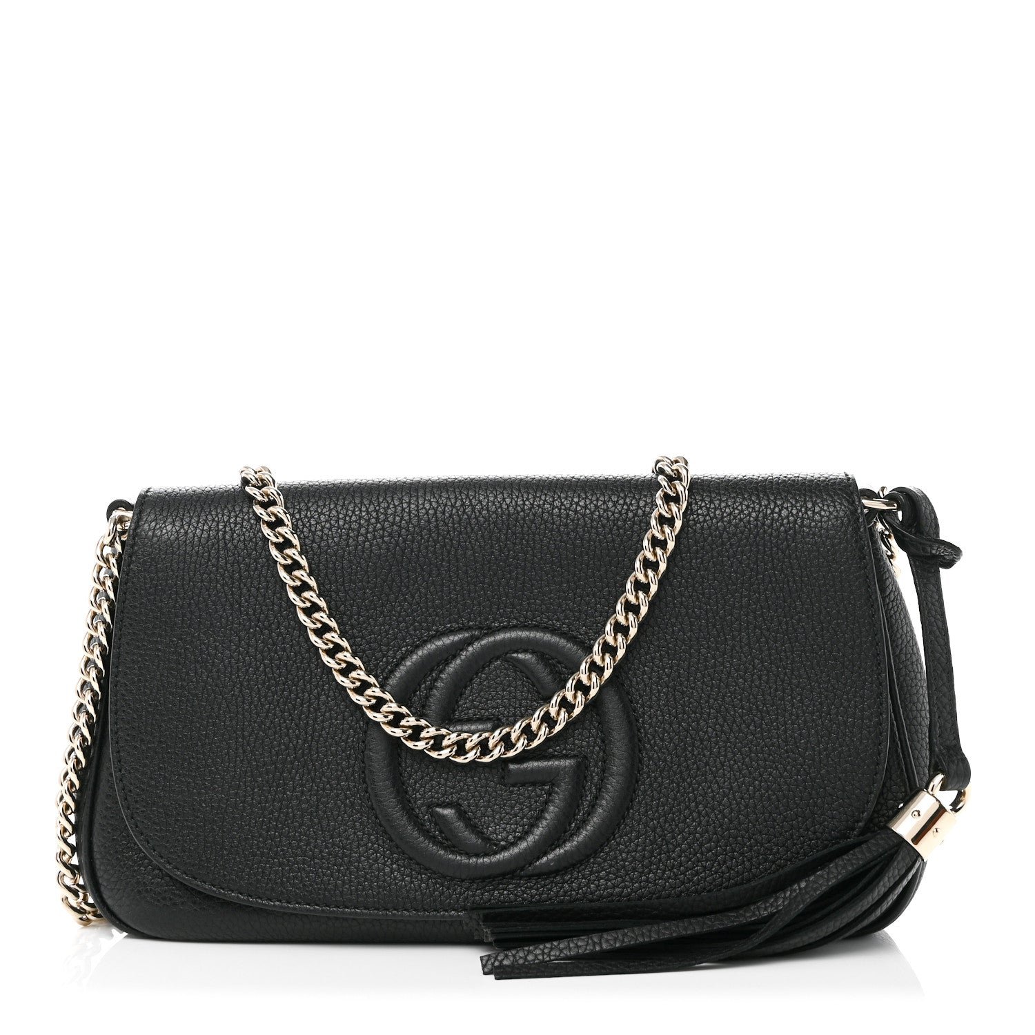 Gucci Pebbled Calfskin Medium Soho Flap Crossbody Black