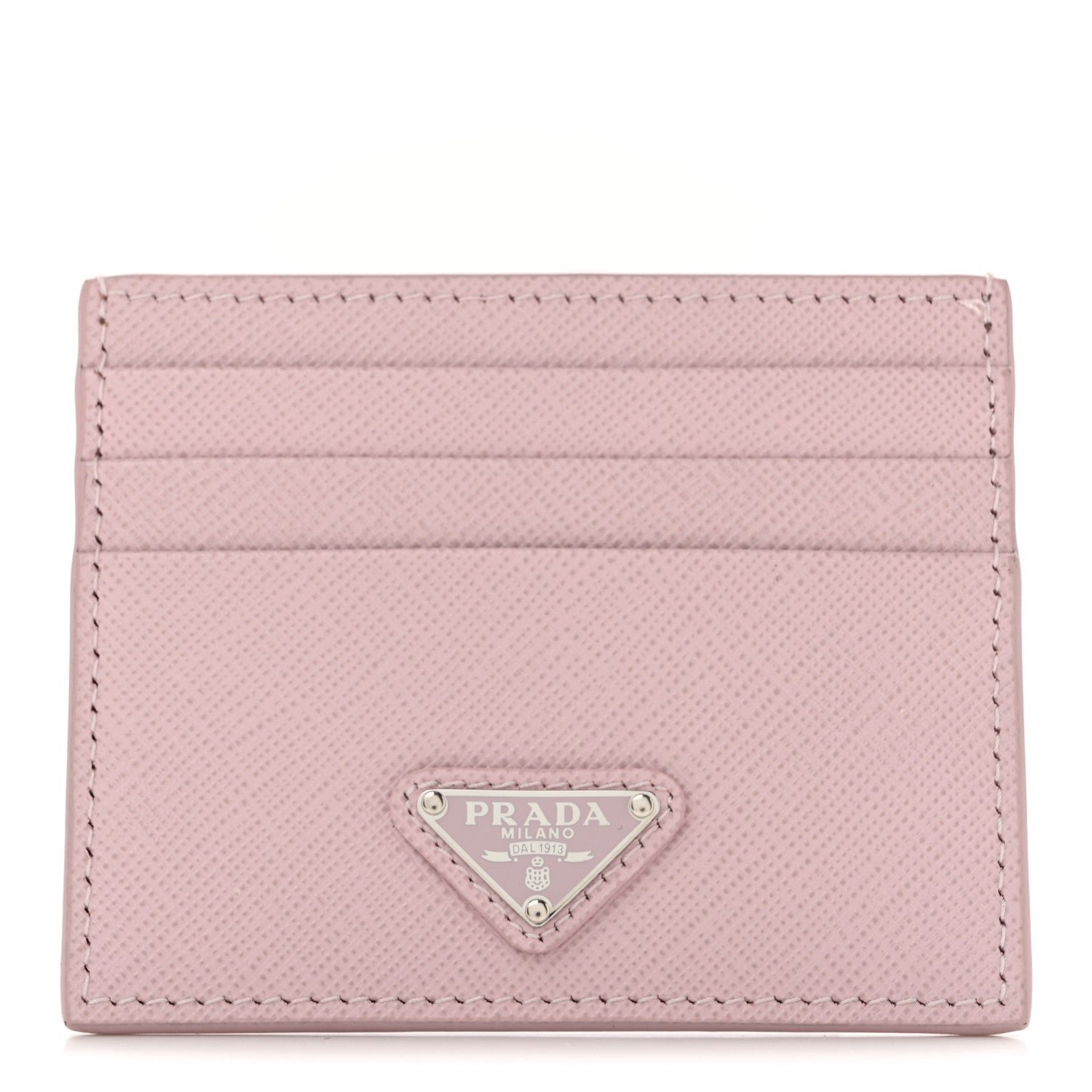 Prada Saffiano Triangle Card Holder Alabaster