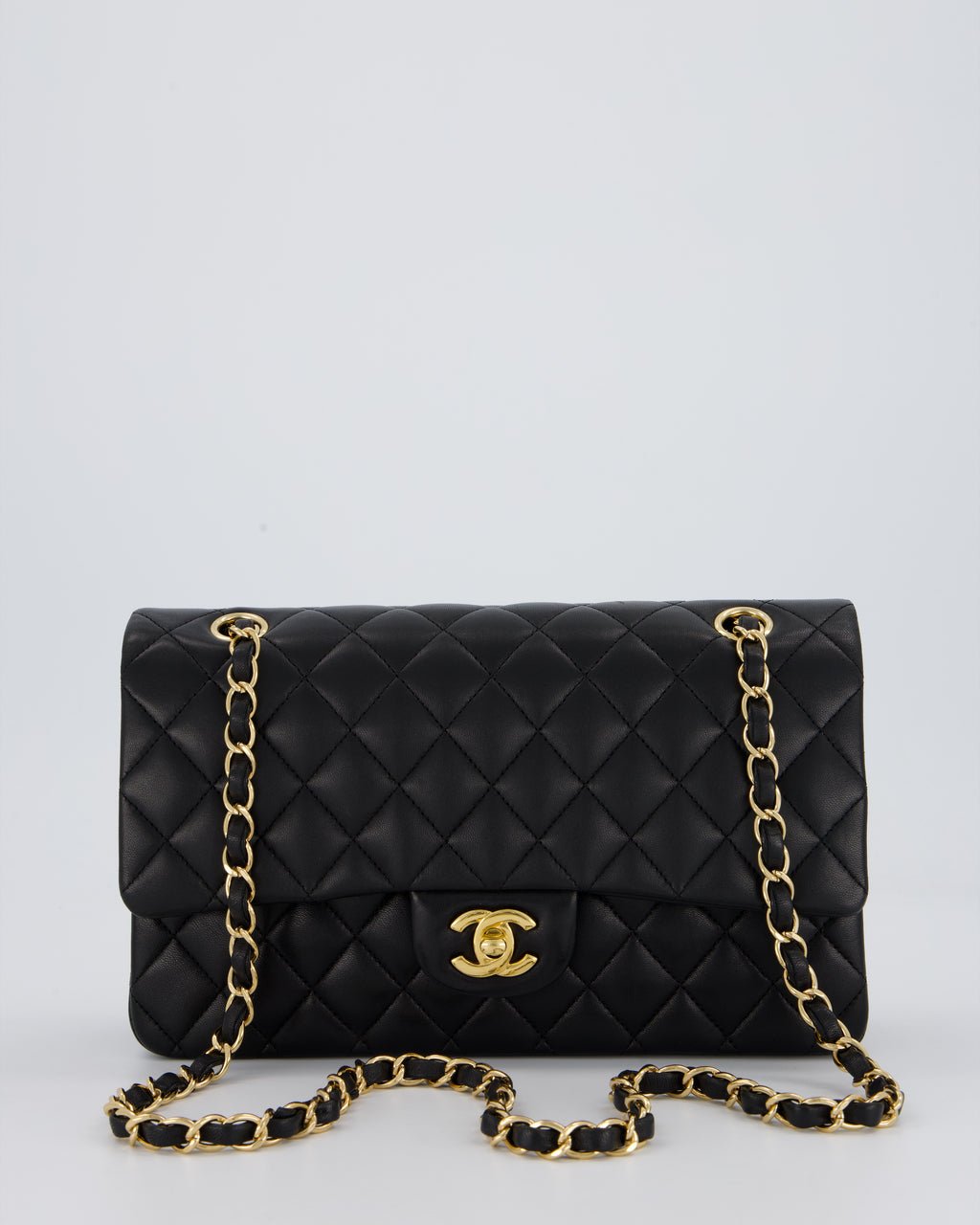 Chanel Black Medium Classic Double Flap Bag in Lambskin Leather with Gold Hardware