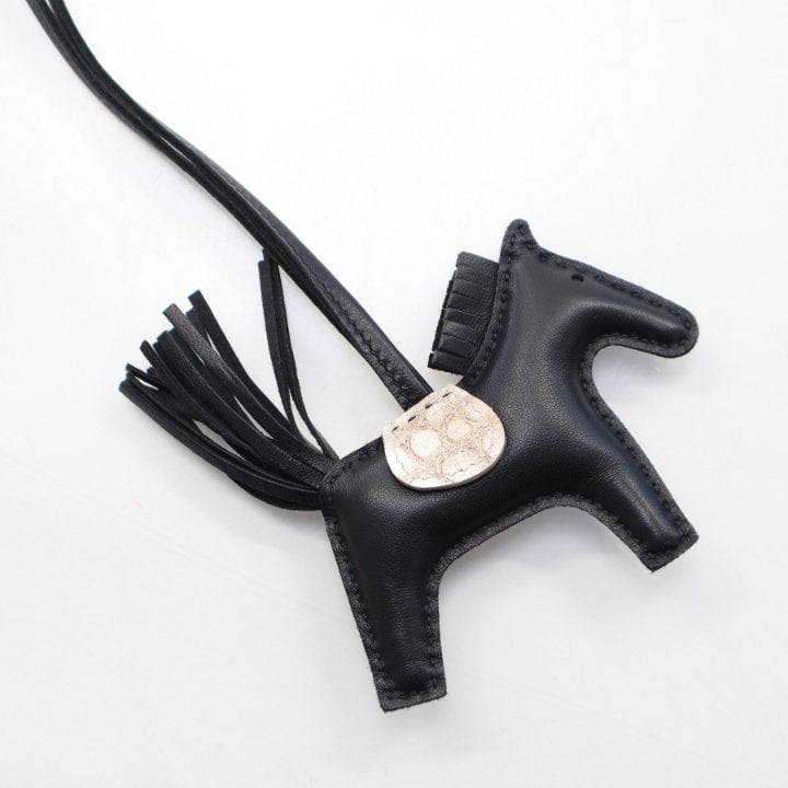 Hermes Noir Milo Lambskin Himalayan Touch Rodeo Charm PM