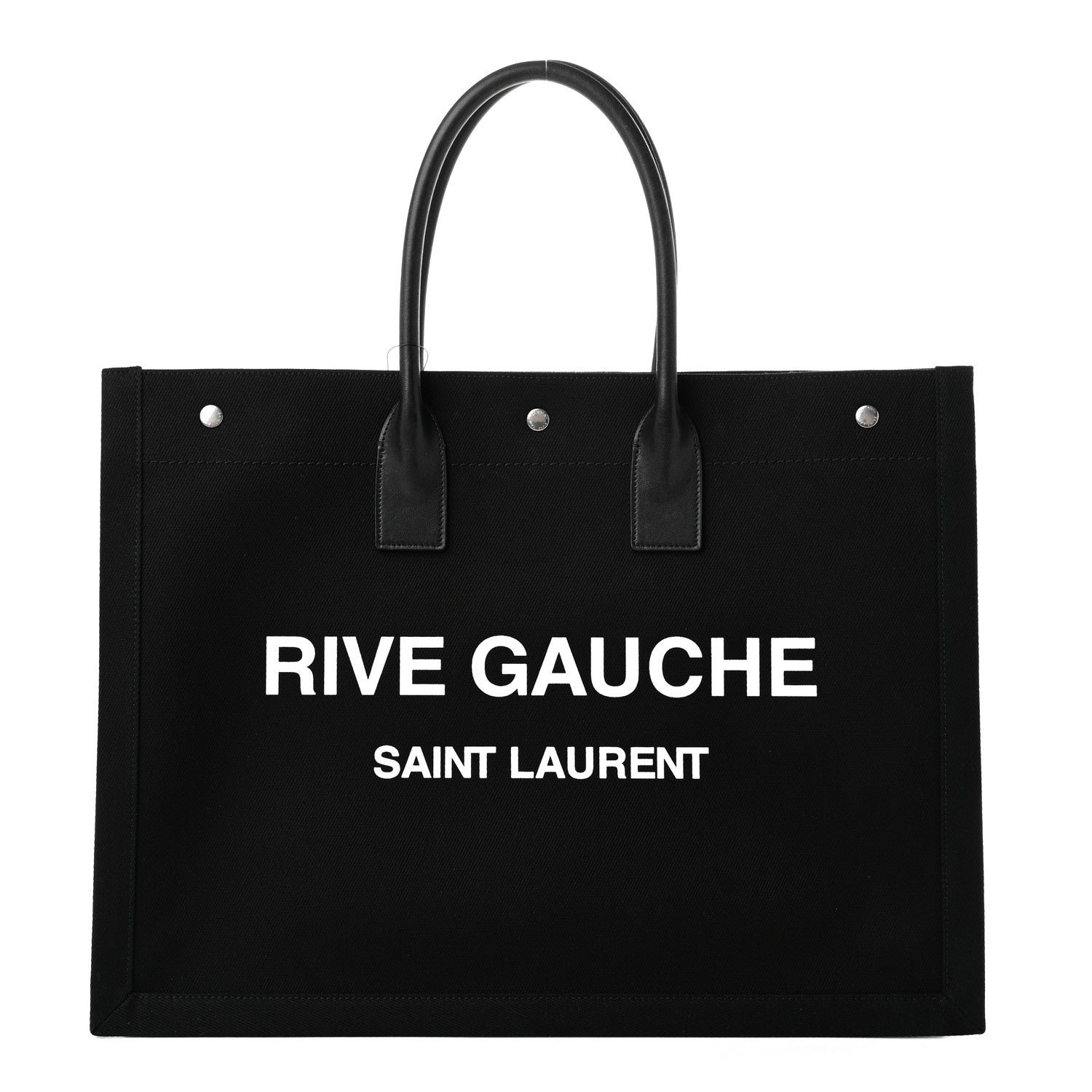 Saint Laurent Linen Calfskin Rive Gauche Tote Black