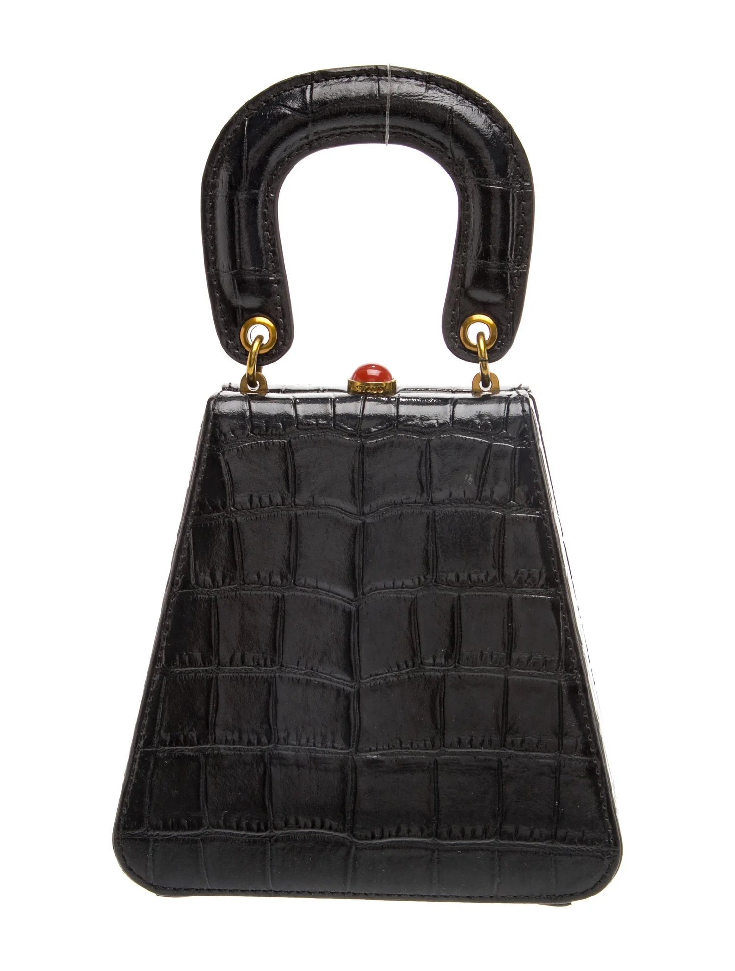 Embossed Leather Top Handle Bag