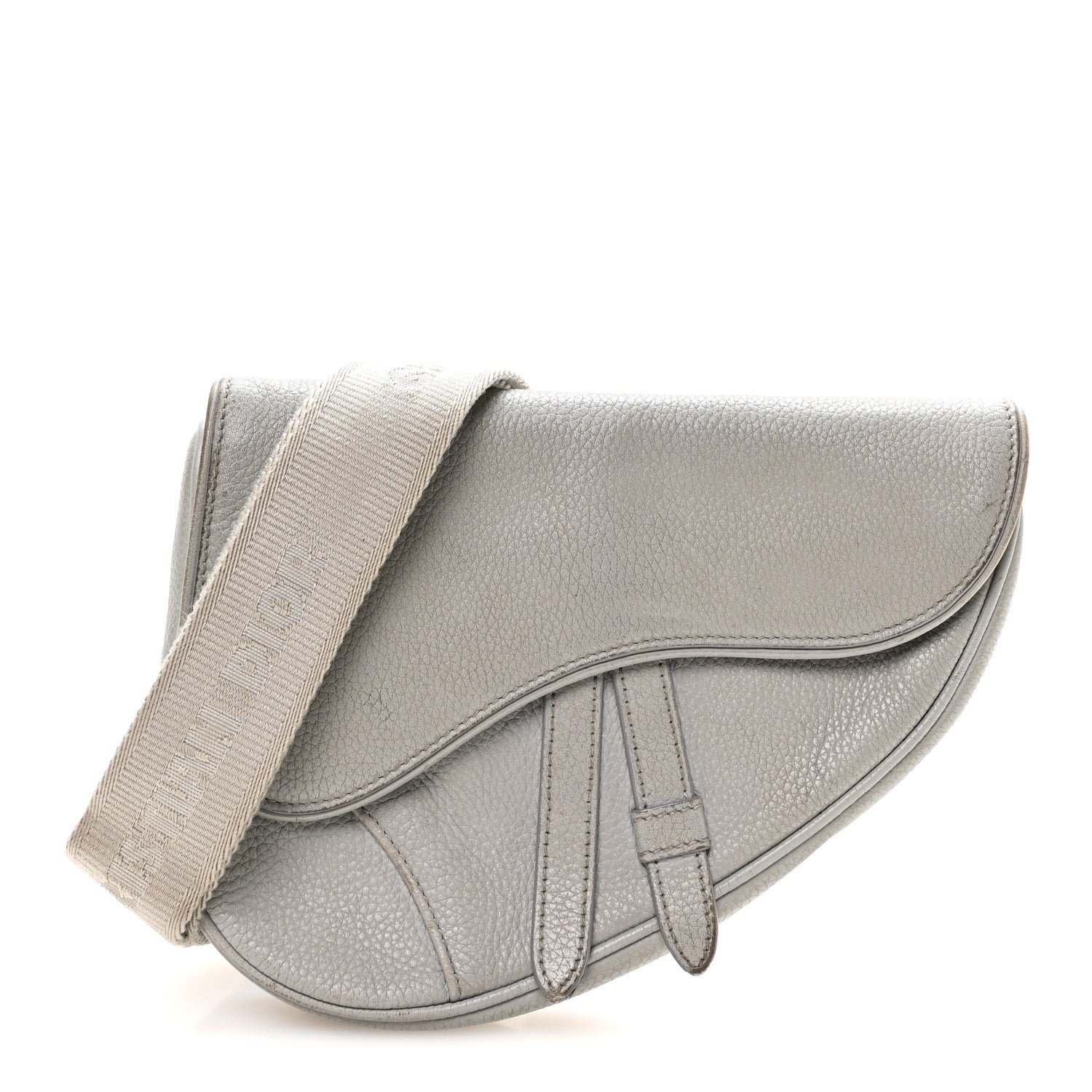 Dior Christian Dior Grained Calfskin Mens Mini Saddle Bag Gray