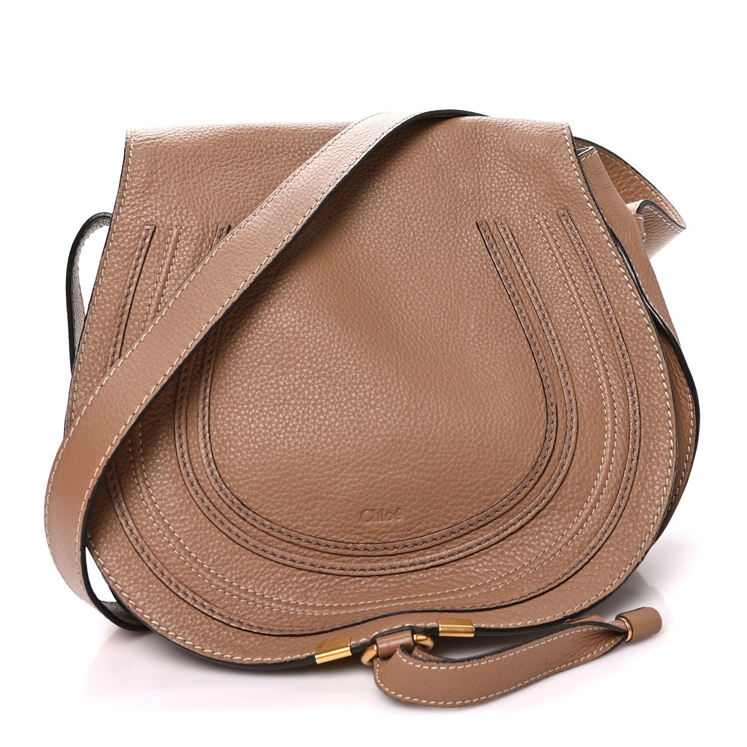 Chloe Grained Calfskin Medium Marcie Saddle Bag Nut