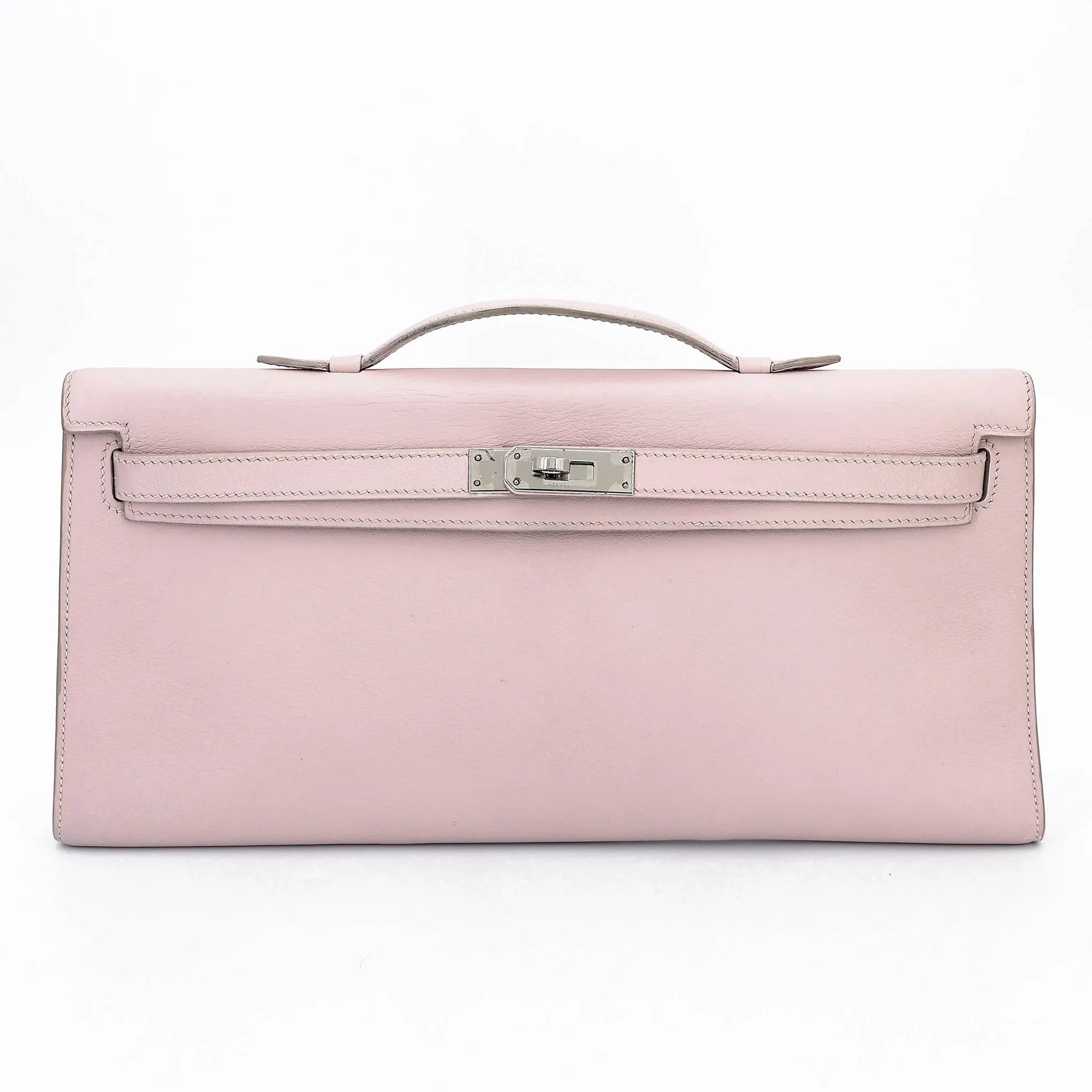 Very Good ( Rank A) HERMÈS Kelly Longue Rose Dragee (5U) Swift Palladium hardware Square K (2007)