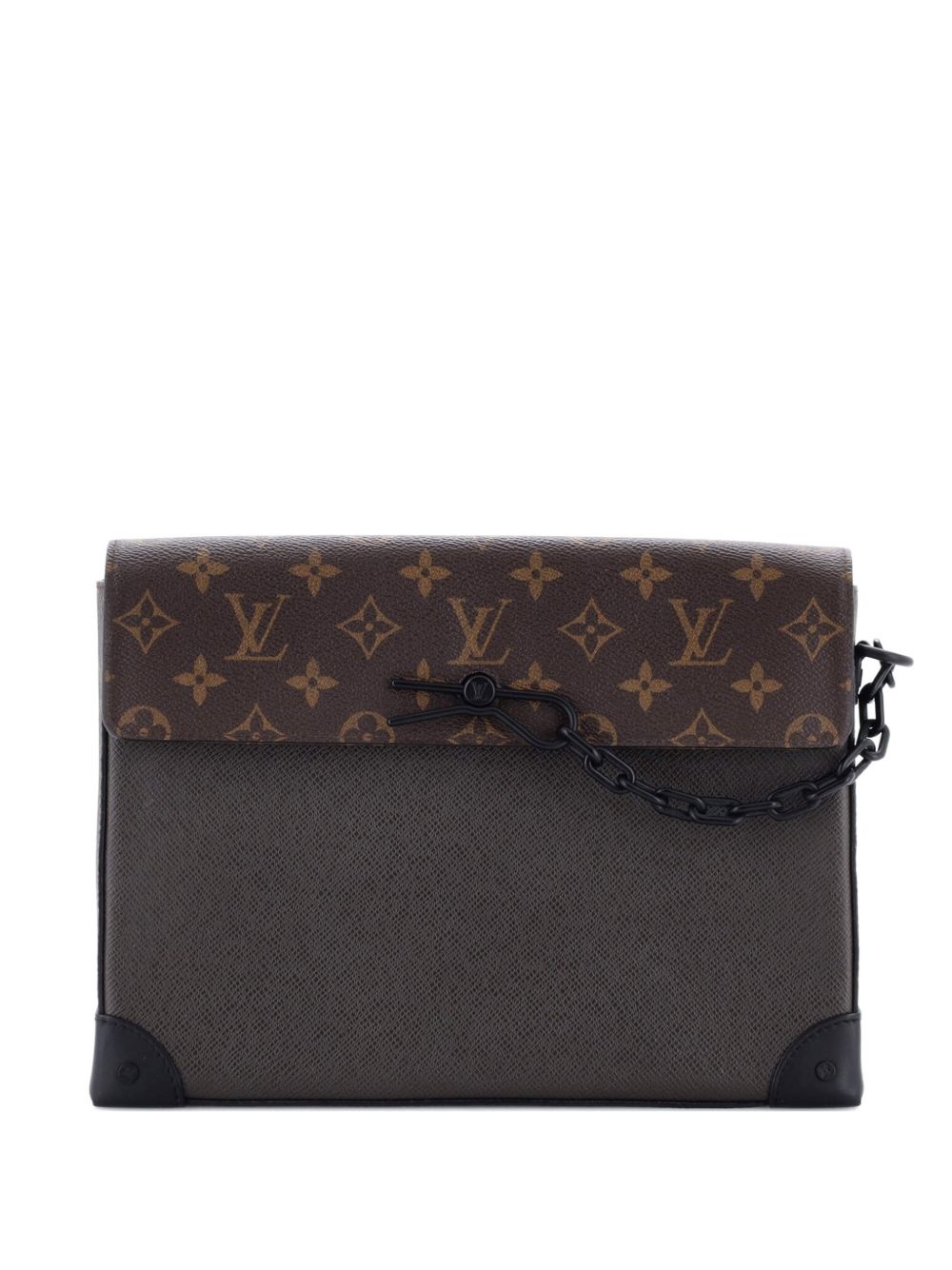 Pochette Voyage Steamer Leather and Monogram Canvas clutch bag