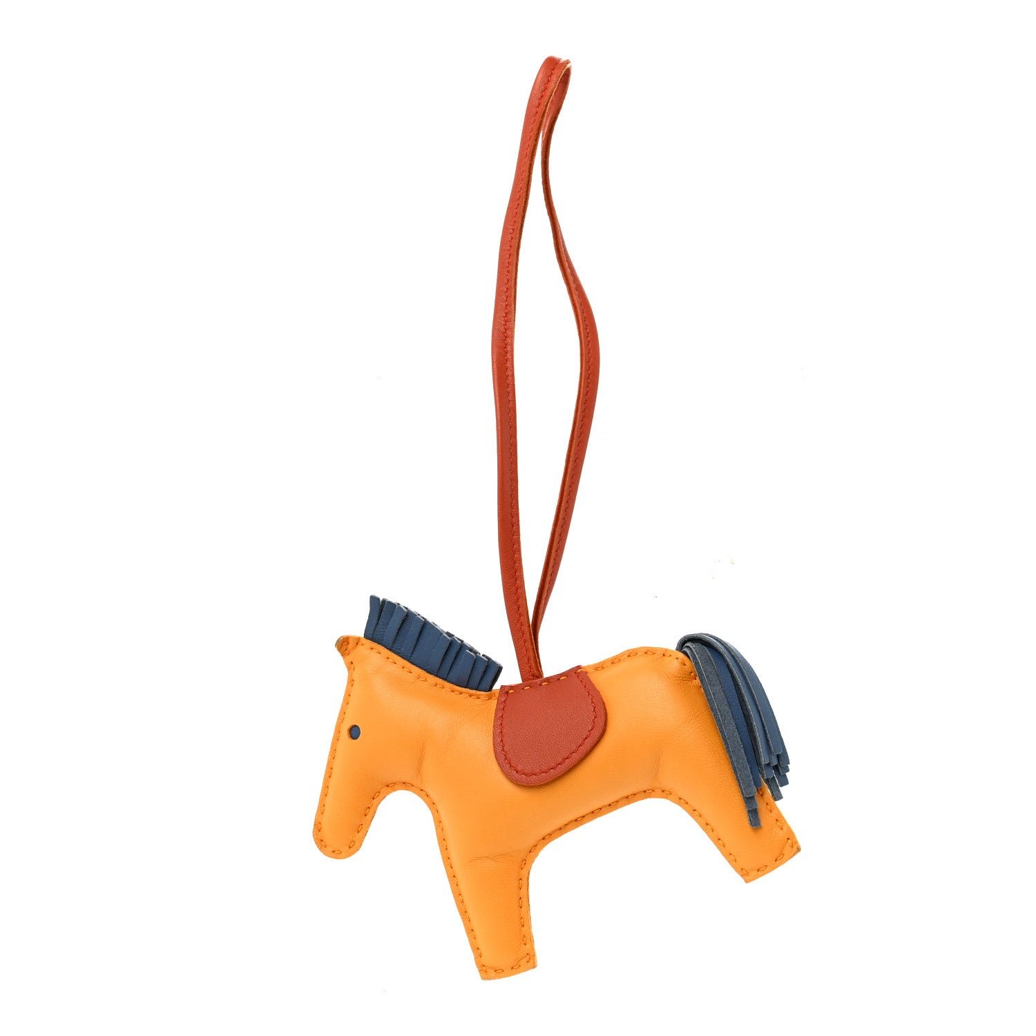 Hermes Milo Lambskin Grigri Rodeo Horse Bag Charm MM Jaune D'or Bleu Agate Cornaline