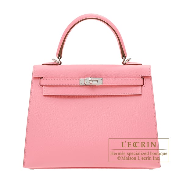 Hermes Kelly bag 25 Sellier Rose confetti Epsom leather Silver hardware