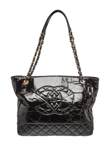 Shiny Aged Calfskin Shopping Tote